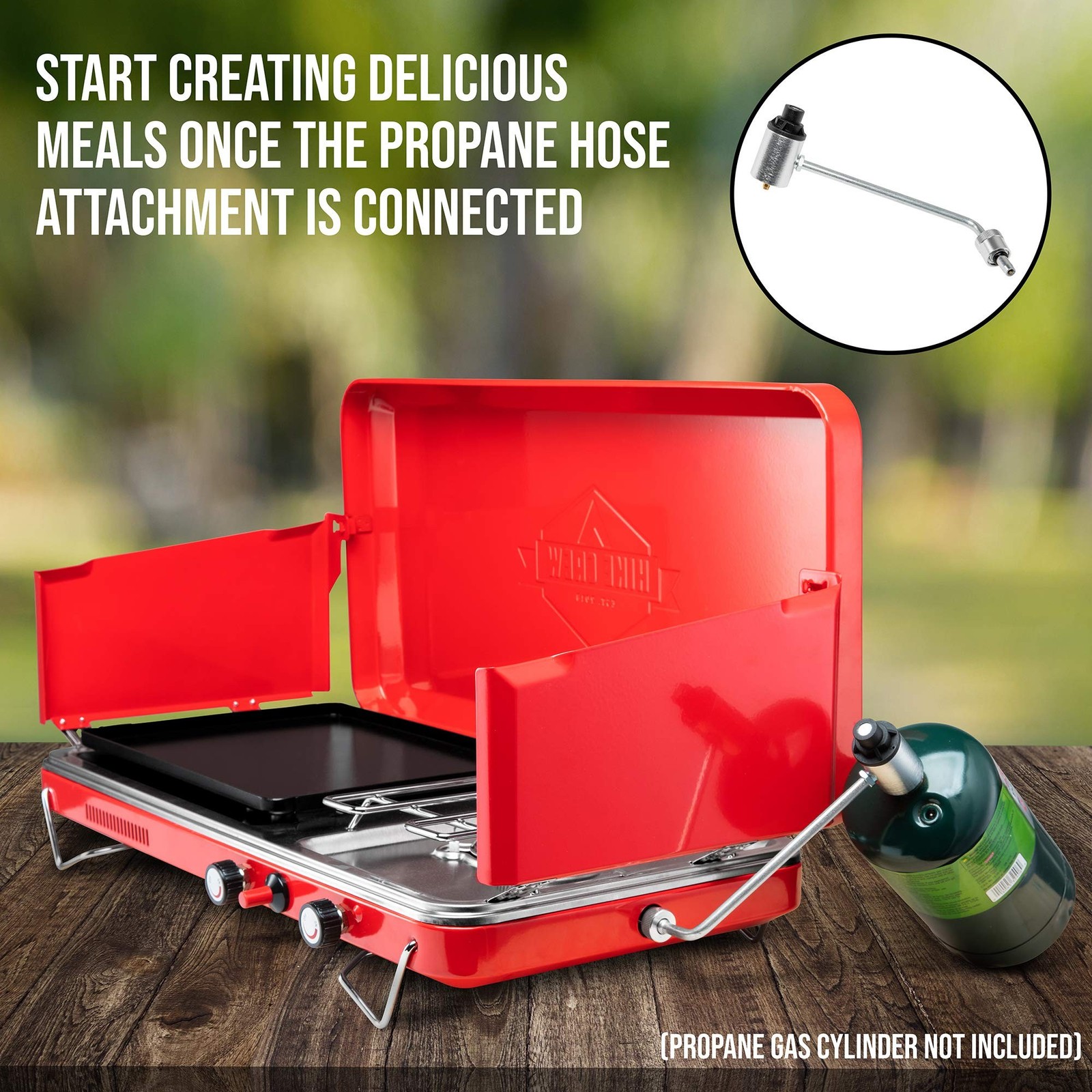 Hike Crew 2-in-1 Gas Camping Stove and Griddle, Portable Propane Burner w/Int…