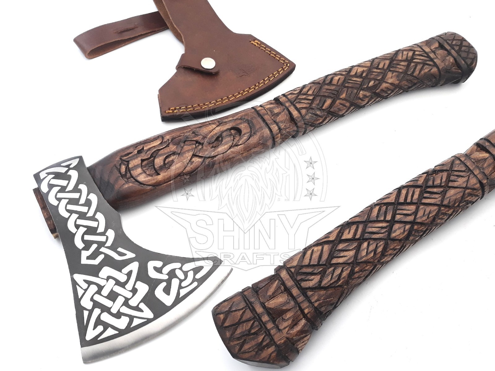 Handmade 18″-Camping Axe Tomahawk Viking Bearded Axe Engraved Viking Axe, VBA-28