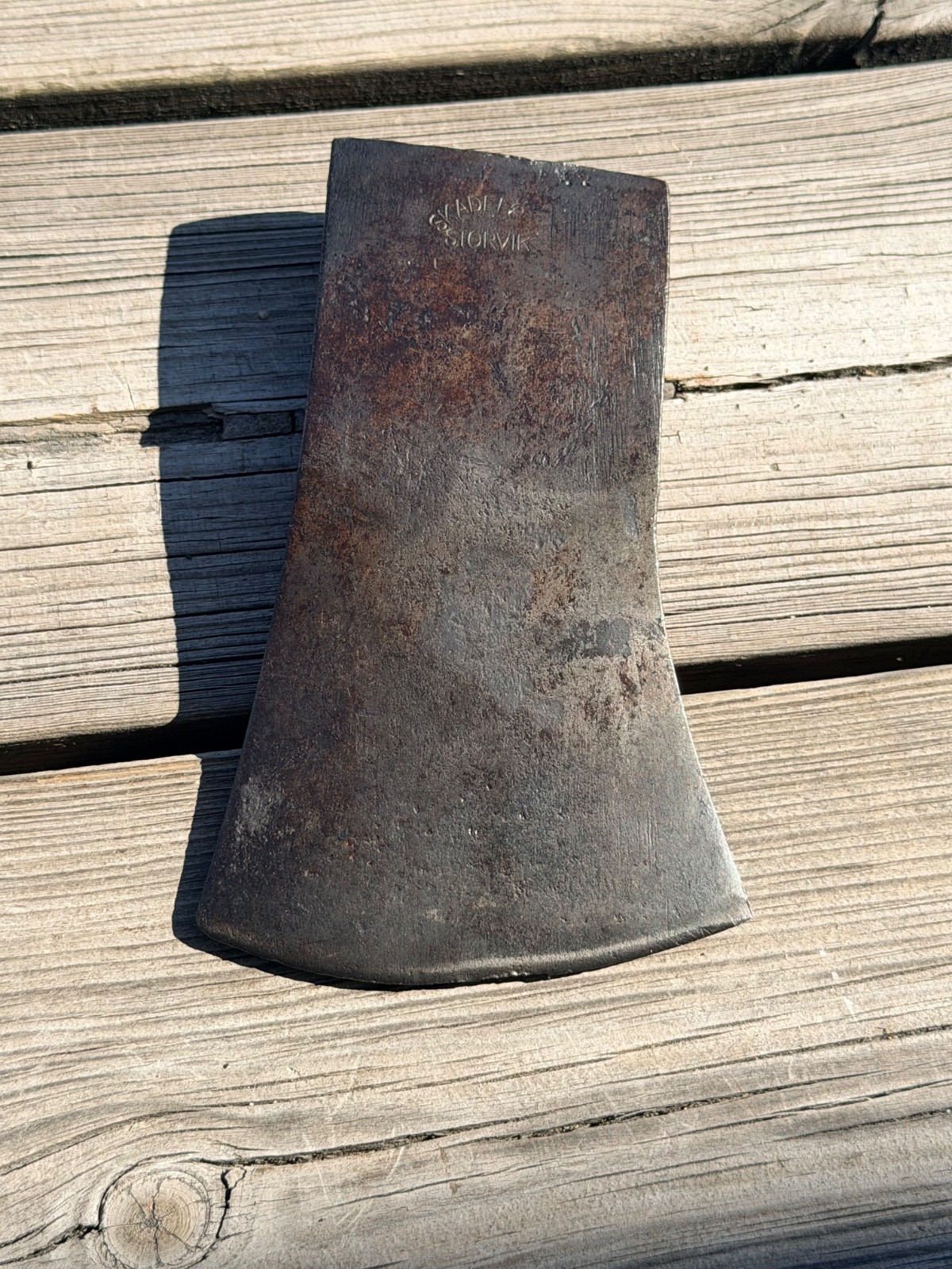 Rare Antique Skadefors Storvik Swedish Axe Head 1.63 lb Vintage Bushcraft Tool