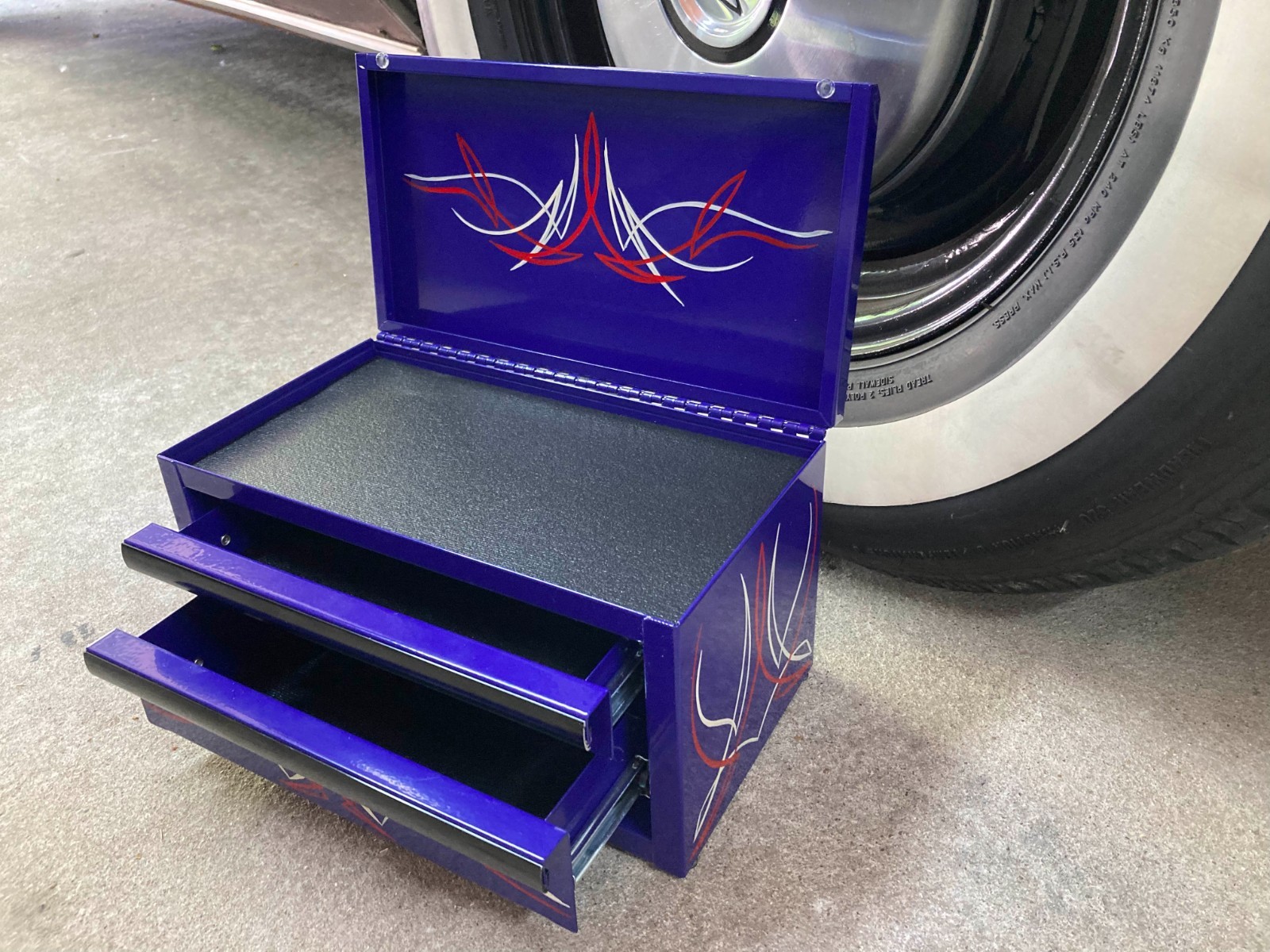Purple Mini Toolbox Hot Rod Pinstripes
