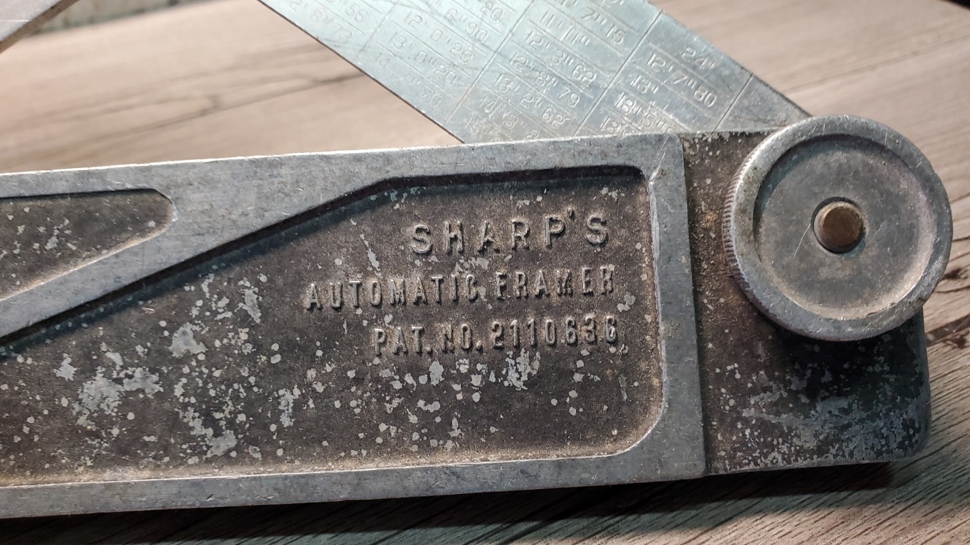 Vintage Sharp’s Automatic Framer Calculation Square Rafter Gauge Carpenter Tool
