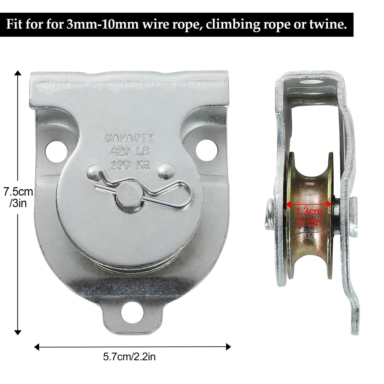6 Pack Wall Mounted Pulley 1-1/2 Inch Wall and Ceiling Mount Single Pulley fo…