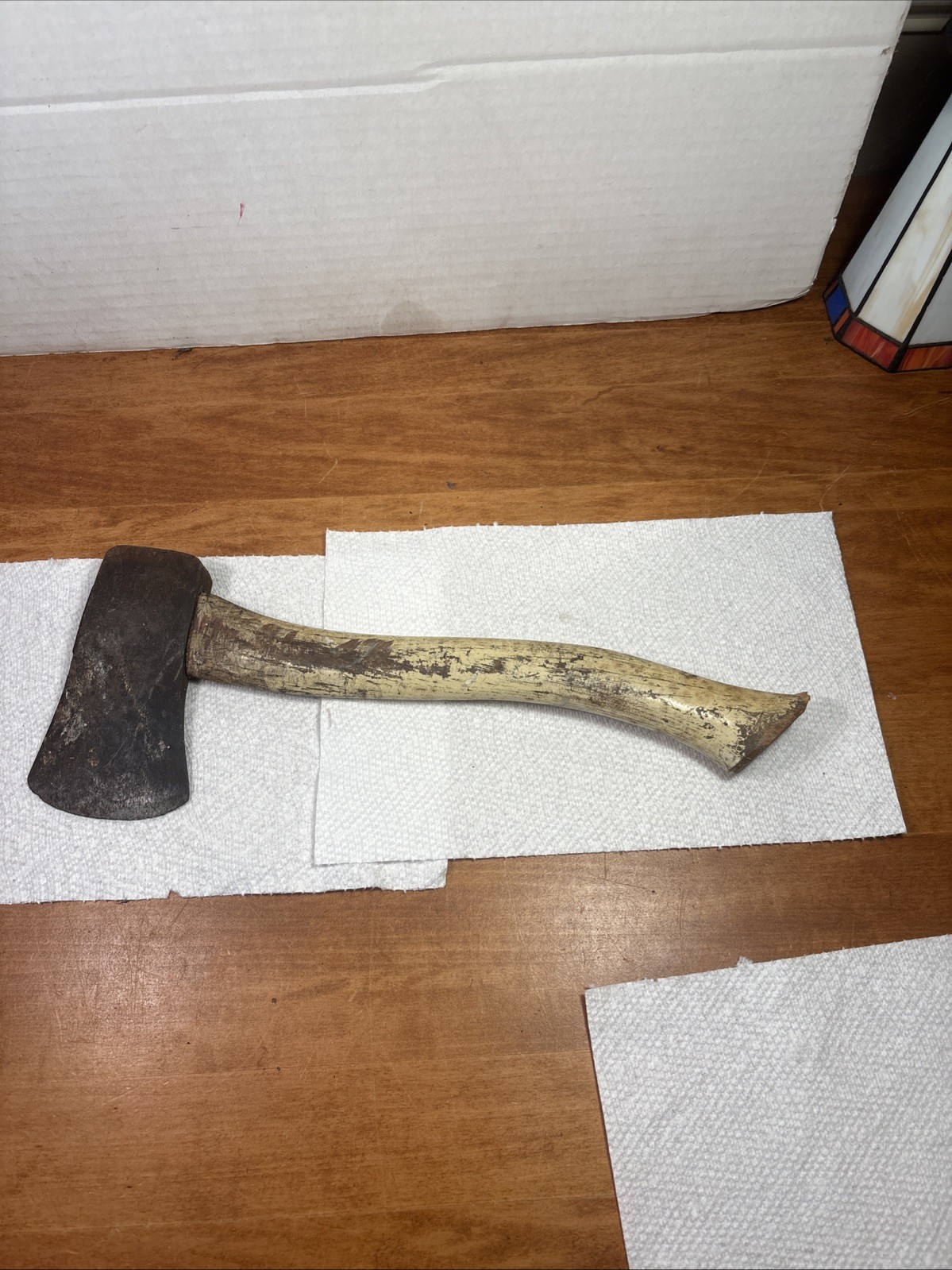 Vtg Dunlap Single Bit Camp Axe Hatchet 21oz White Handle Throwing 30 Ounces