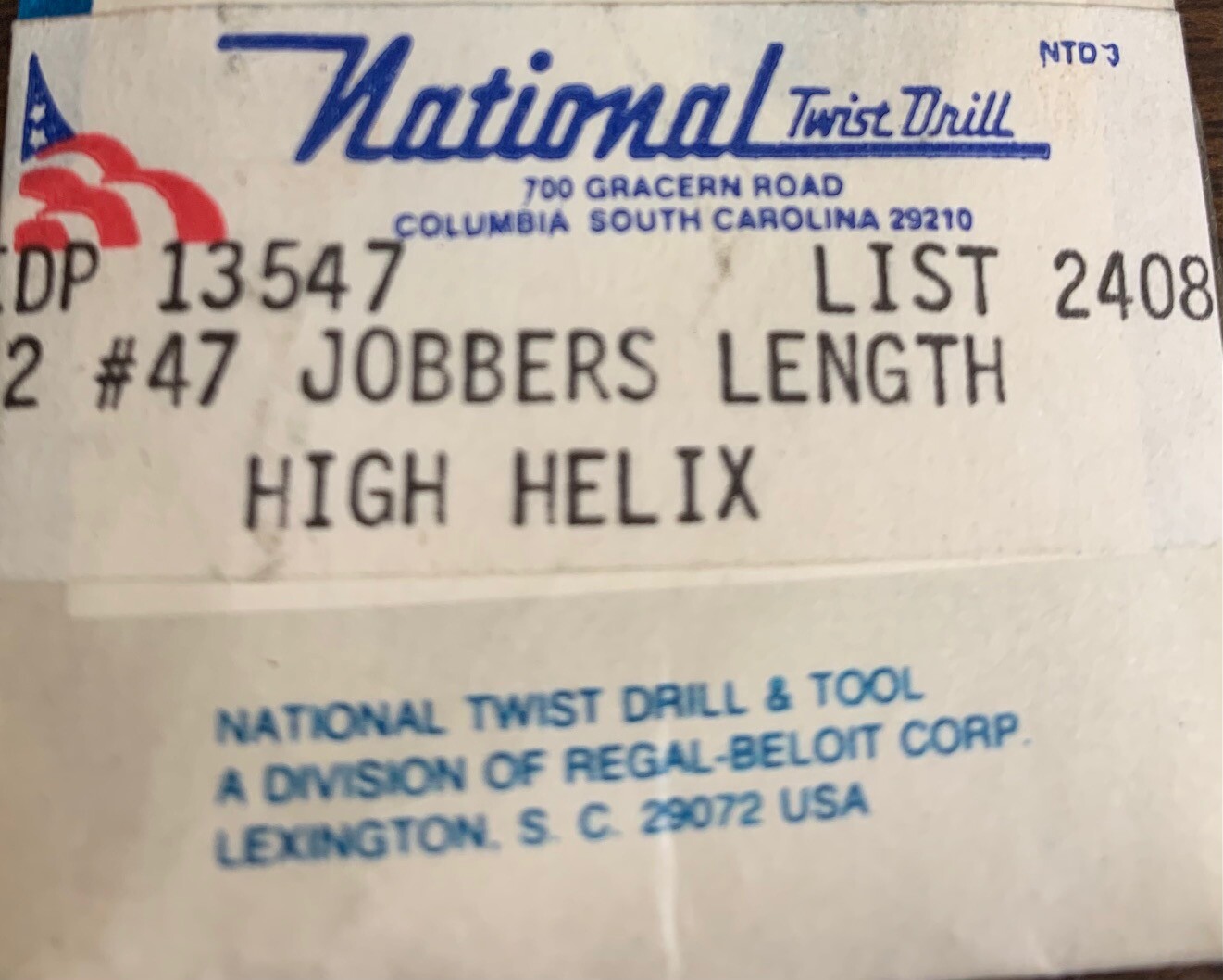 12 PC #47 Jobbers Length, High Helix, EDP: 13547 (New in Package)