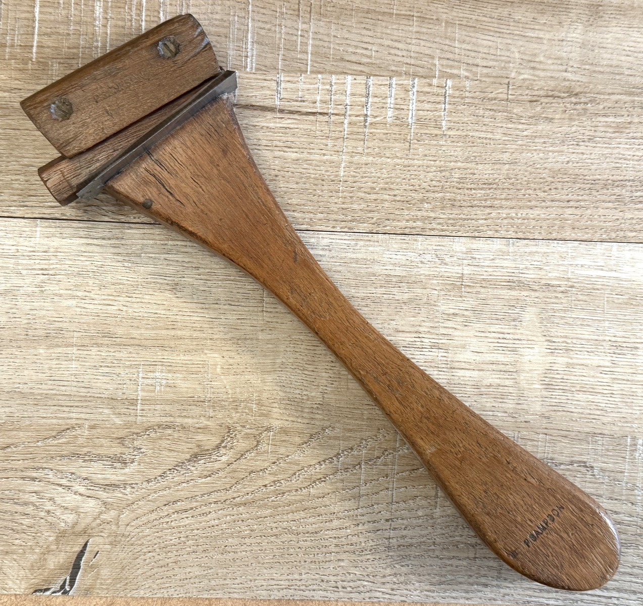 ANTIQUE WOODEN CABINET SCRAPER BOX SCRAPER MARKED P.SAMPSON