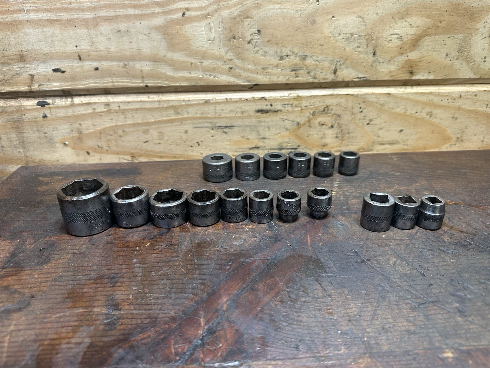 Vintage Hinsdale Sockets Square And Hex Drive Star Logo Sockets In Lot Of 17