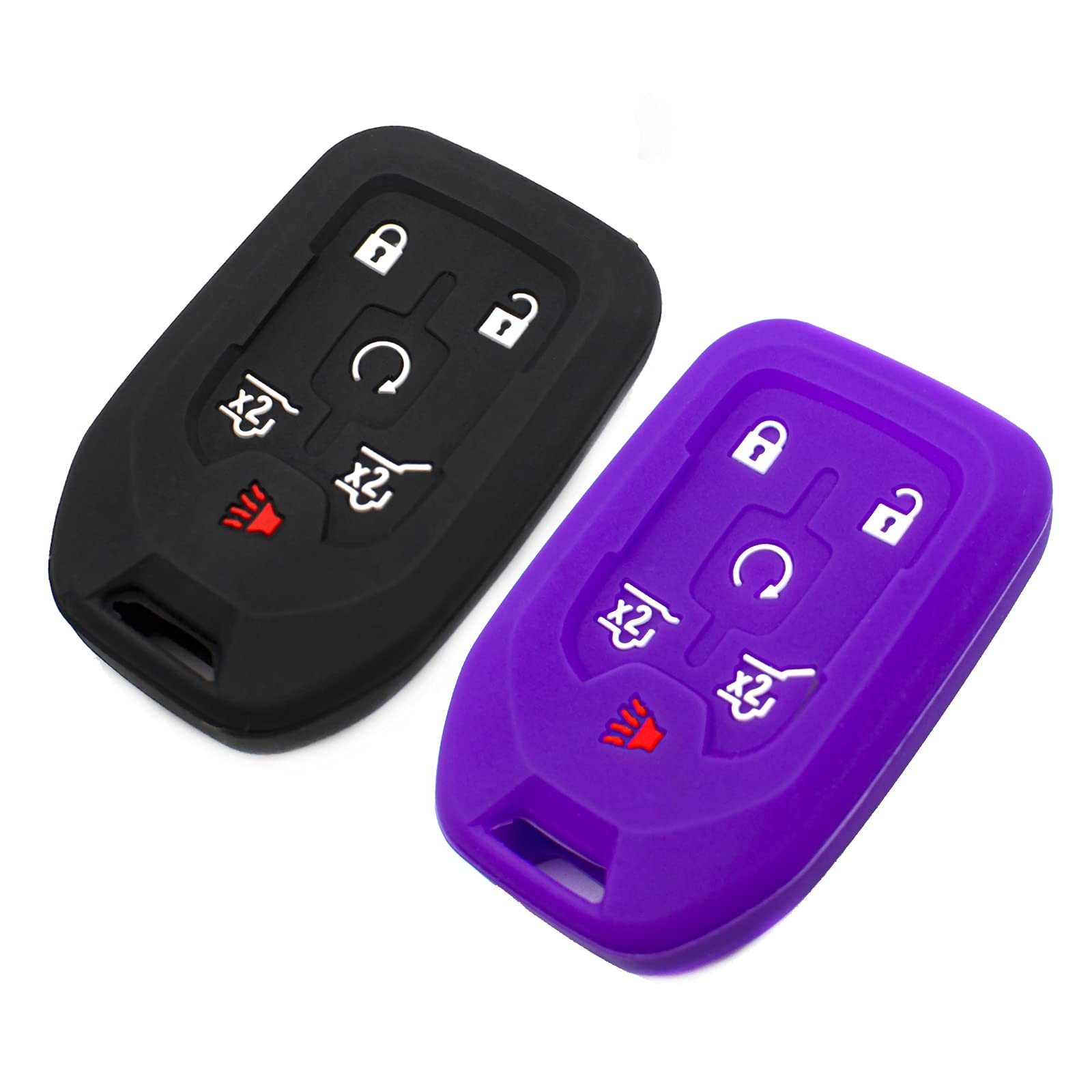 EYANBIS Silicone Key Fob Cover Fit for Chevy Chevrolet Tahoe Black Purple