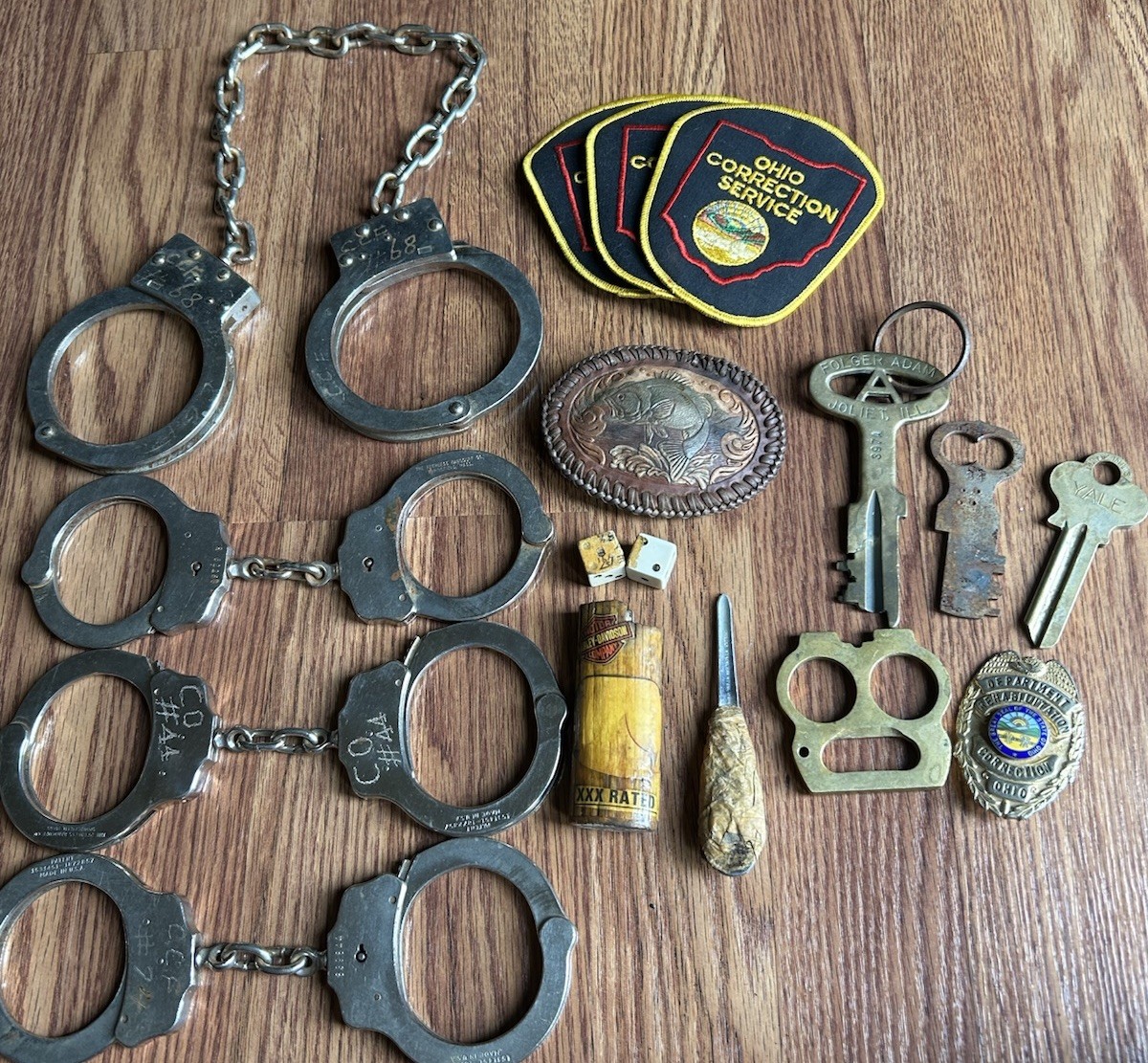 Prison Items Ohio Penitentiary Columbus 1980s/90’s Handcuffs, Shank Badge Keys ￼