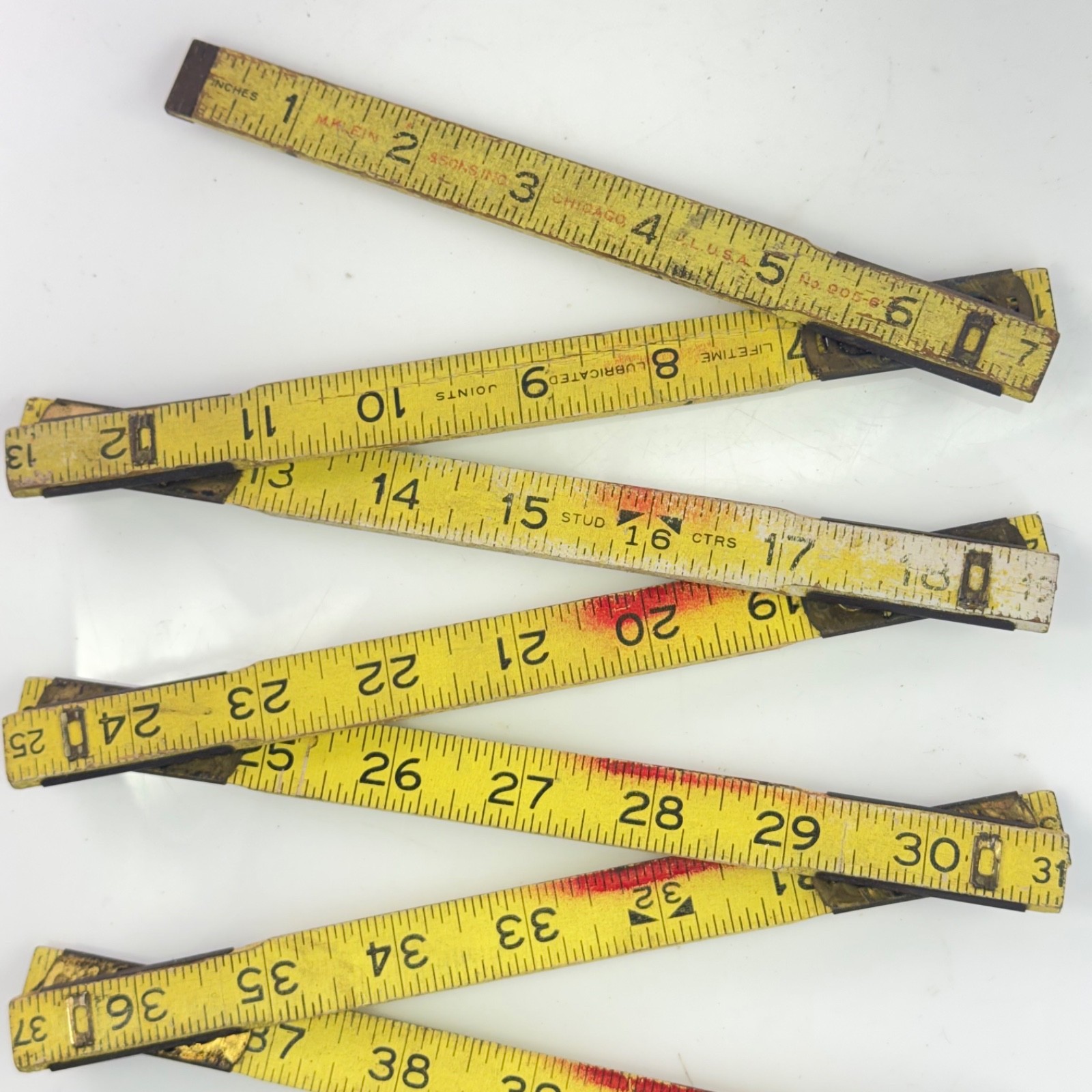 Vintage M. Klein & Sons Inc No. 905-6 Folding Wood Rule 72″ Chicago USA Electric