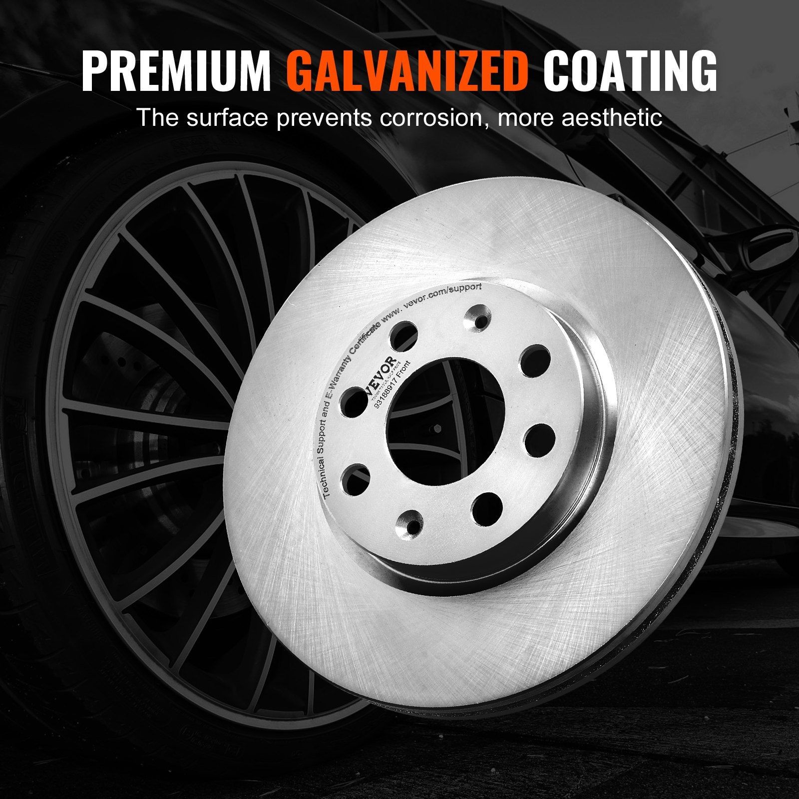 Front Brake Assembly 257mm Ceramic Pads Rotors 10.1in HT250 Rustproof Coating