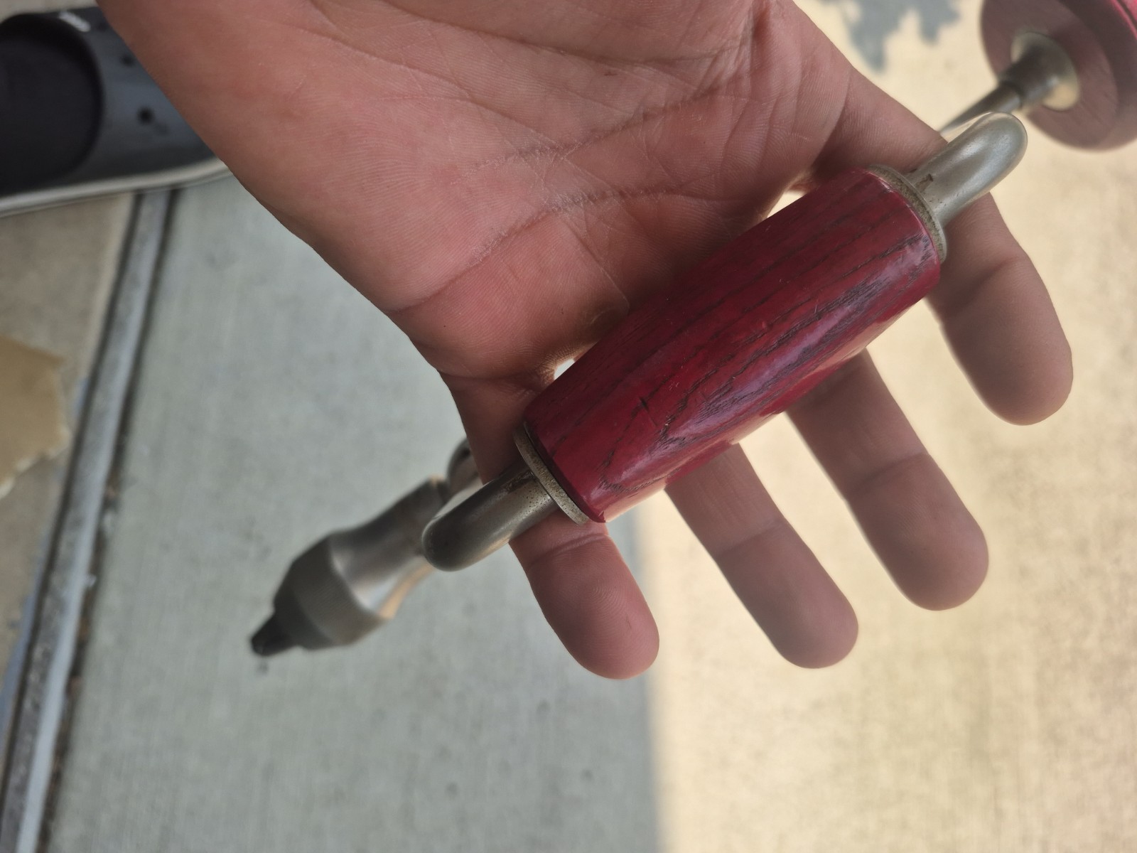 Vintage Steelcraft Ratchet Brace Hand Drill Red Wood Handles Extra Clean