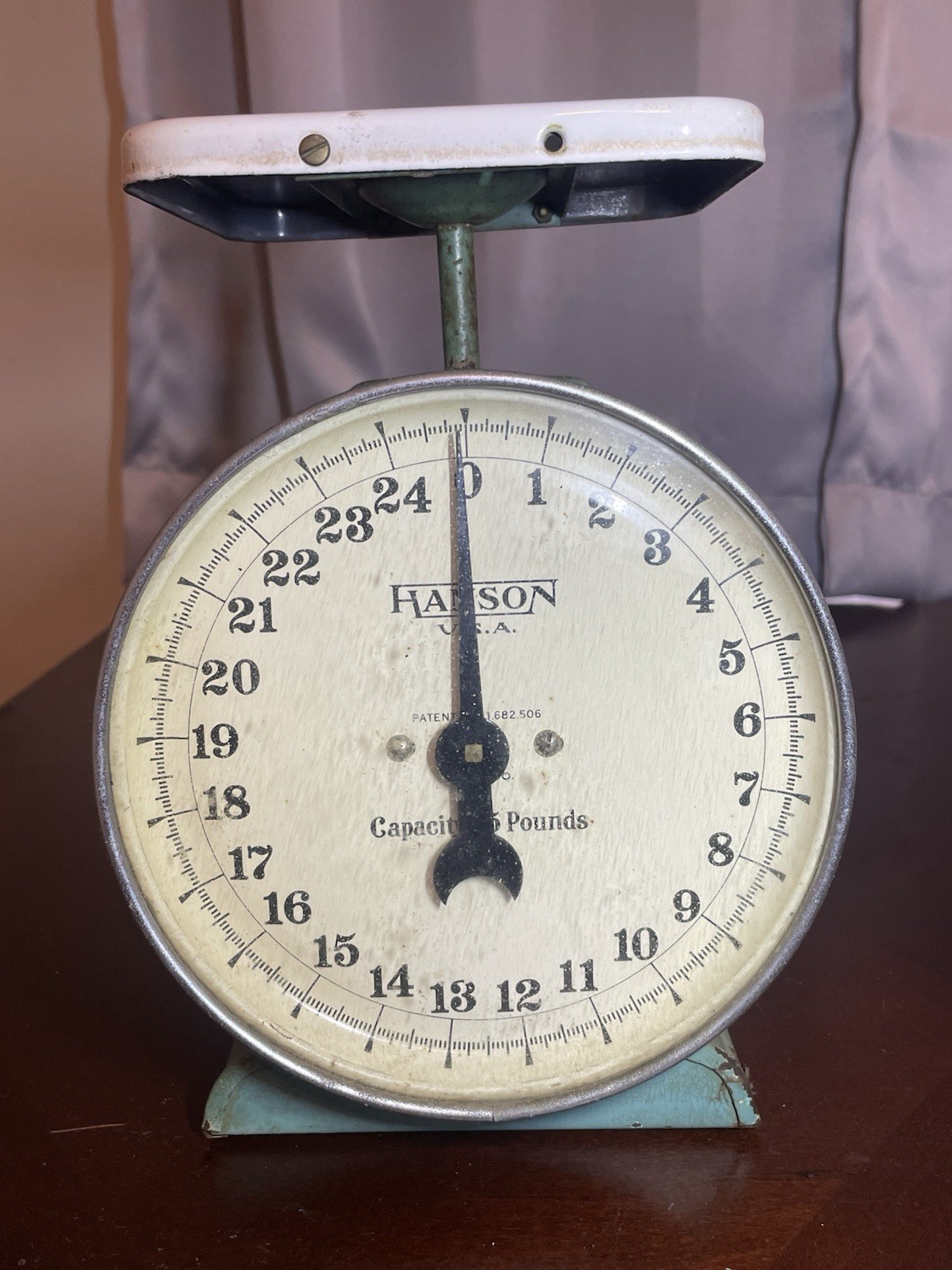 Vintage Hanson 25lb Capacity Scale Works USA, Bluish Green, White