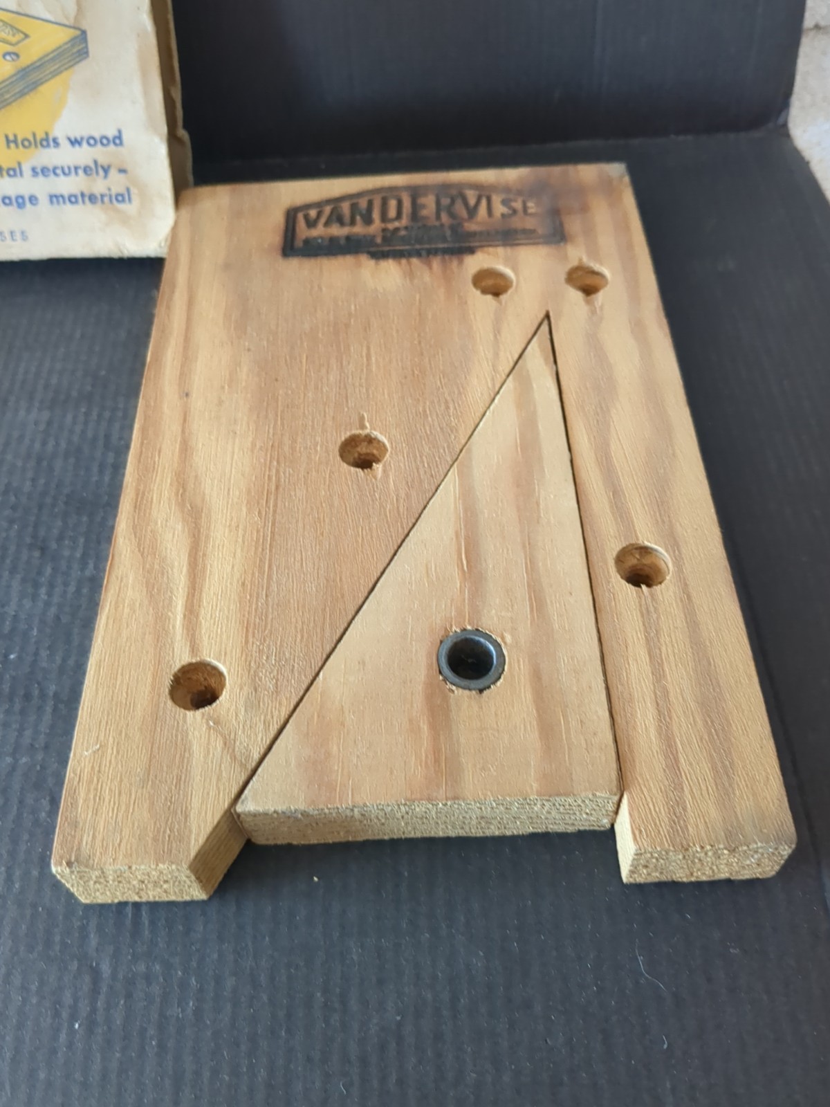 VINTAGE BOXED USA VANDERVISE WOODEN VICE CLAMP BY VAN DE WIELE #