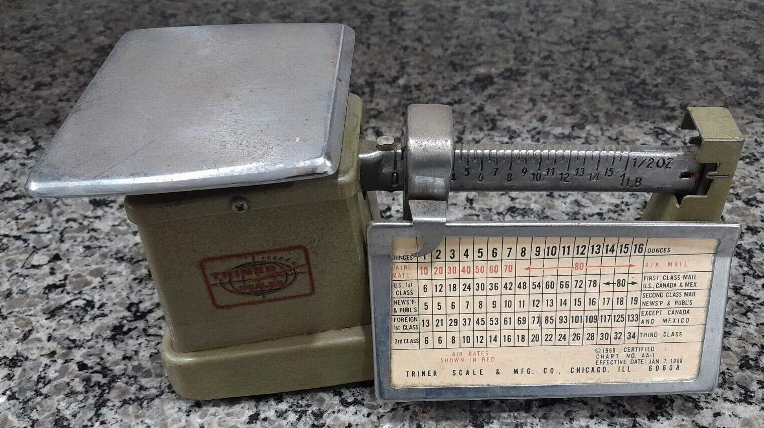 Vintage Triner Postal Scale 16 Ounces 1968 AA-1
