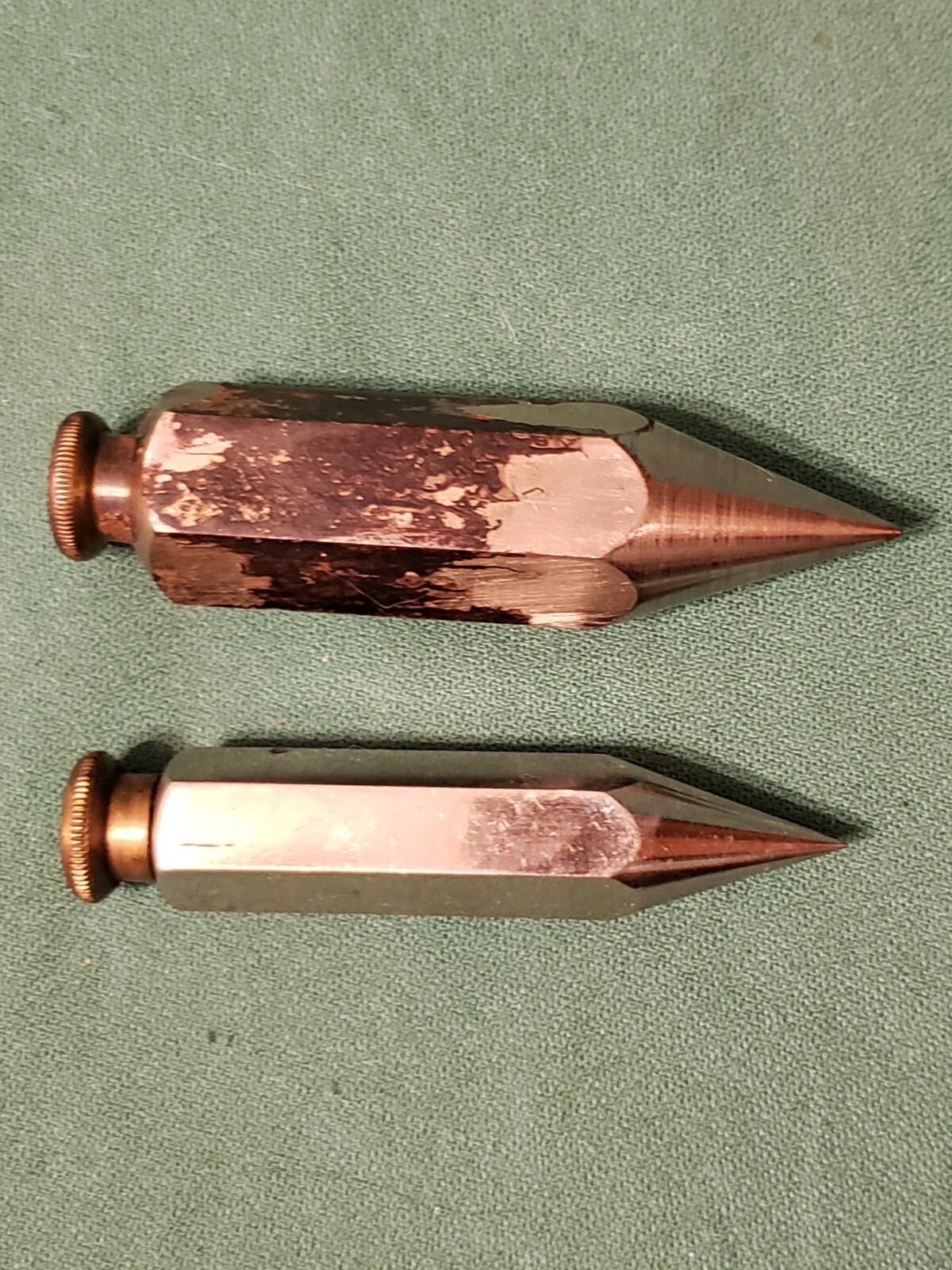 Two Vintage E. C. Stearns & Co. Syracuse, NY Plumb Bobs 7.4 oz & 3.6 oz
