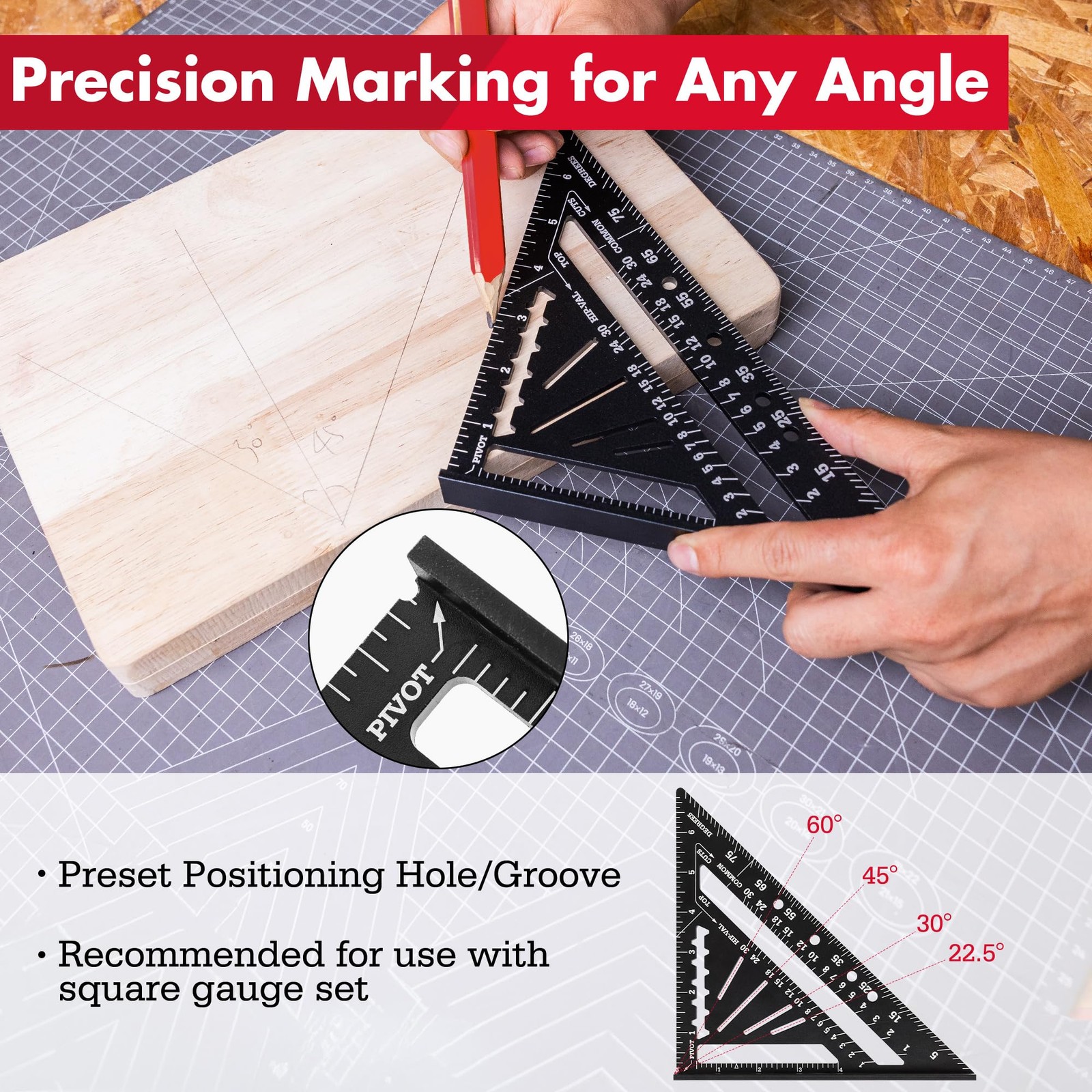Arrow Aluminum Alloy Carpenter Square, 7-Inch Rafter Square Layout Black