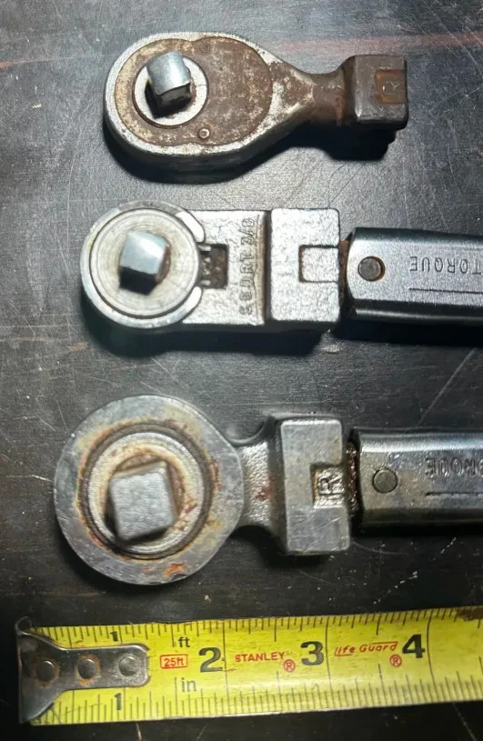 Lot of 3 Vintage Torque Wrenches, 1 Head only, 2 With Handles