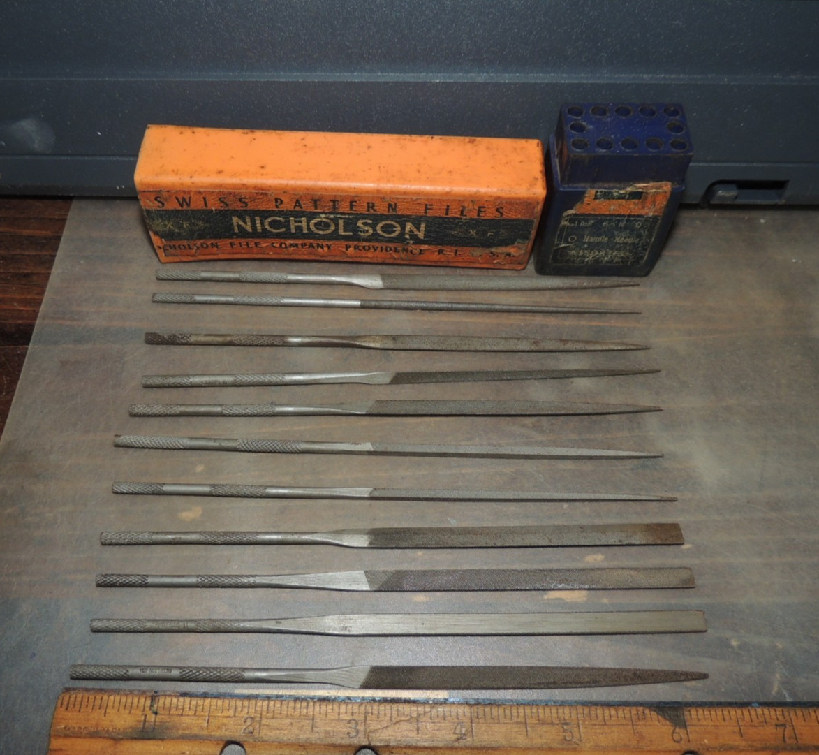 10 Nicholson SWISS XF SWISS PATTERN FILES 6-1/4″ HANDLE NEEDLE + 1 AM-SWISS FILE