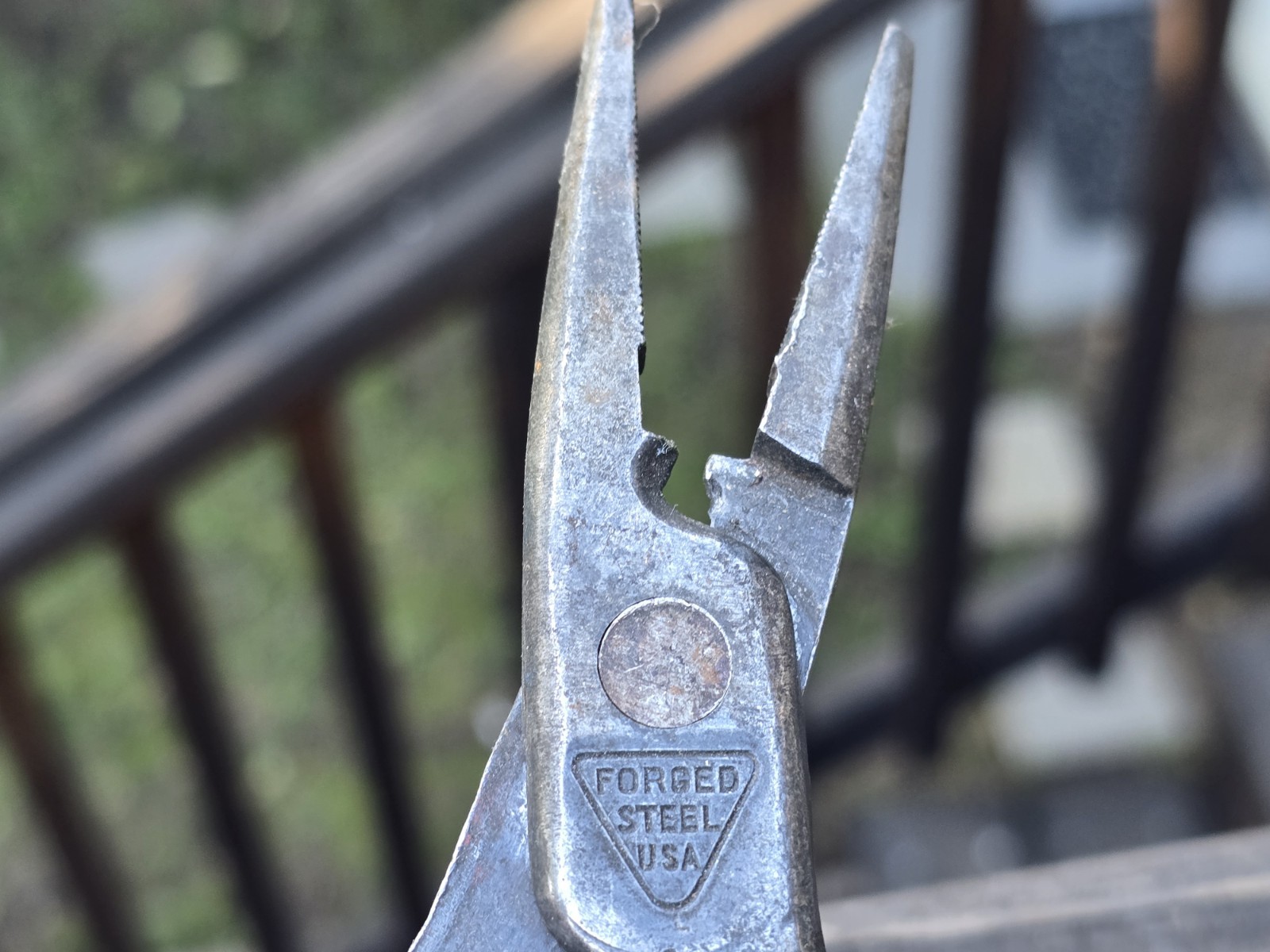 Vintage FORGED STEEL, USA Needle Nose Pliers With Wire Cutter 6 1/4” Long