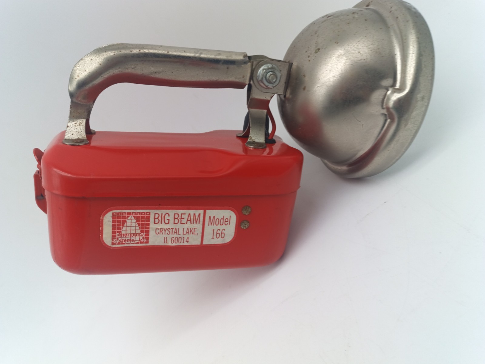 Vtg Teledyne Big Beam Model 166 Hand Lantern Steel Chrome Flashlight 6V WORKS