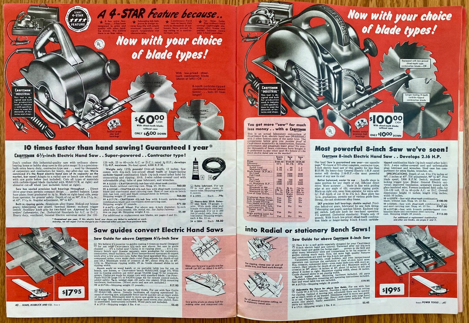 Vintage Sears Craftsman 1954 Power Tools Catalog, 59 pages