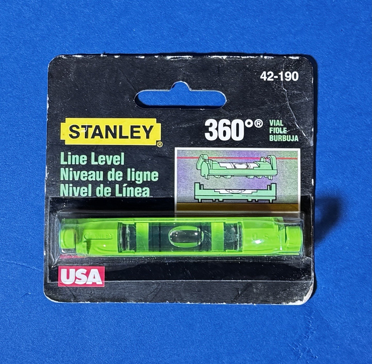 Stanley 42-190 Line Level 360° NOS • Bright Green Made in U.S.A.