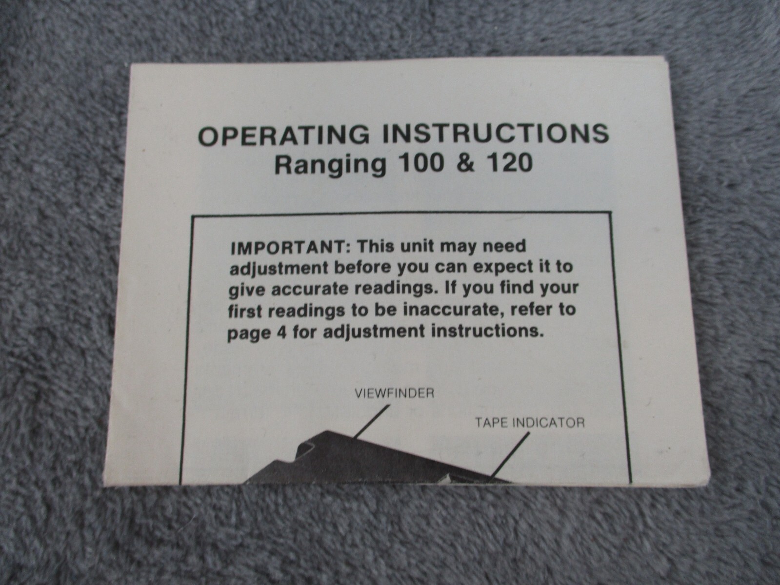 Ranging Optical Tape Measure 100 Black With Leather Case & Operating Instruction