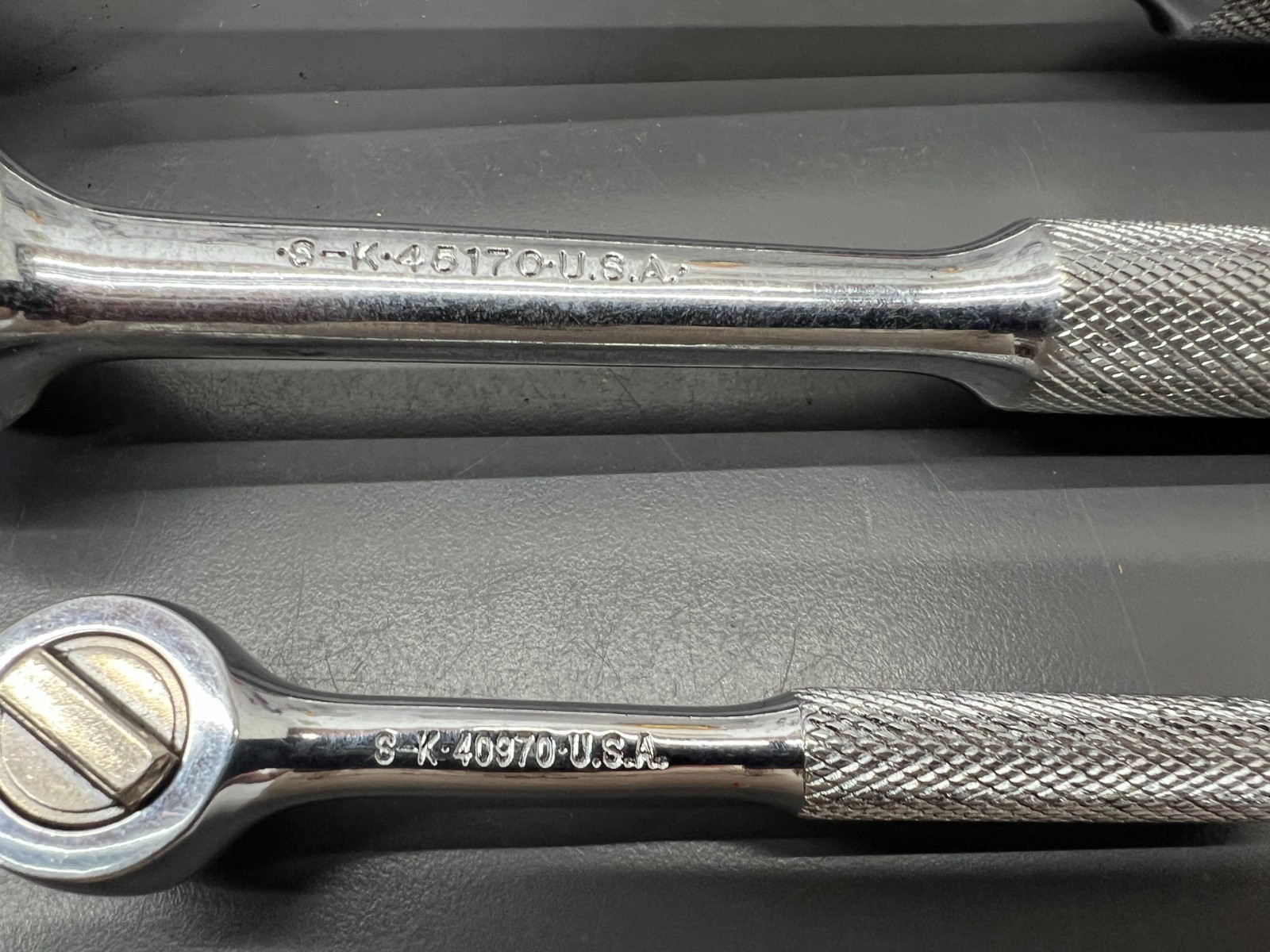 (v) VINTAGE SK S-K RATCHET SET 1/2″ 3/8″ 1/4″ DRIVE – MADE IN USA