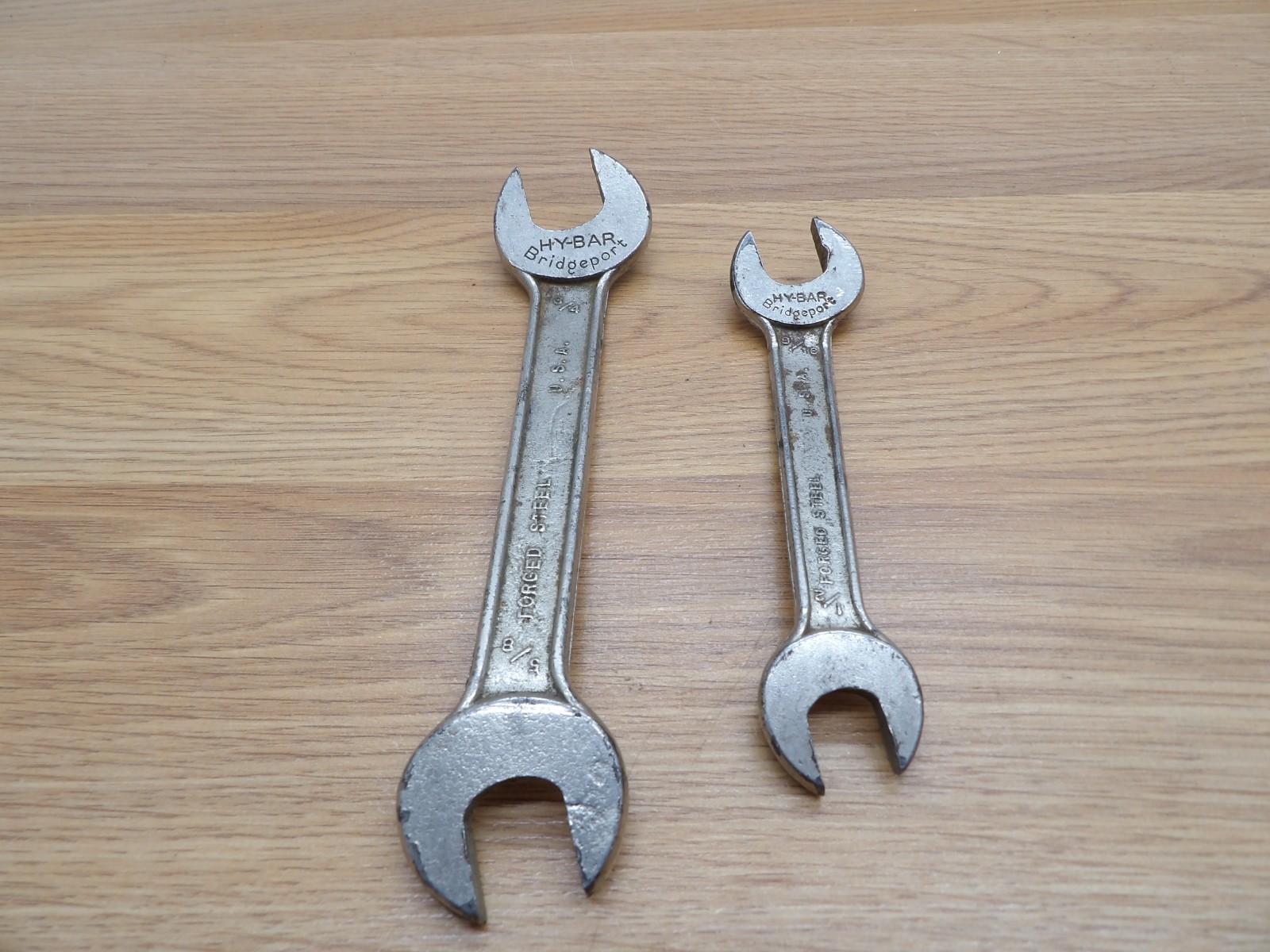 2 Vintage Bridgeport Hy-Bar Offset Wrenches 5/8×3/4” & 1/2×9/16” Made In USA