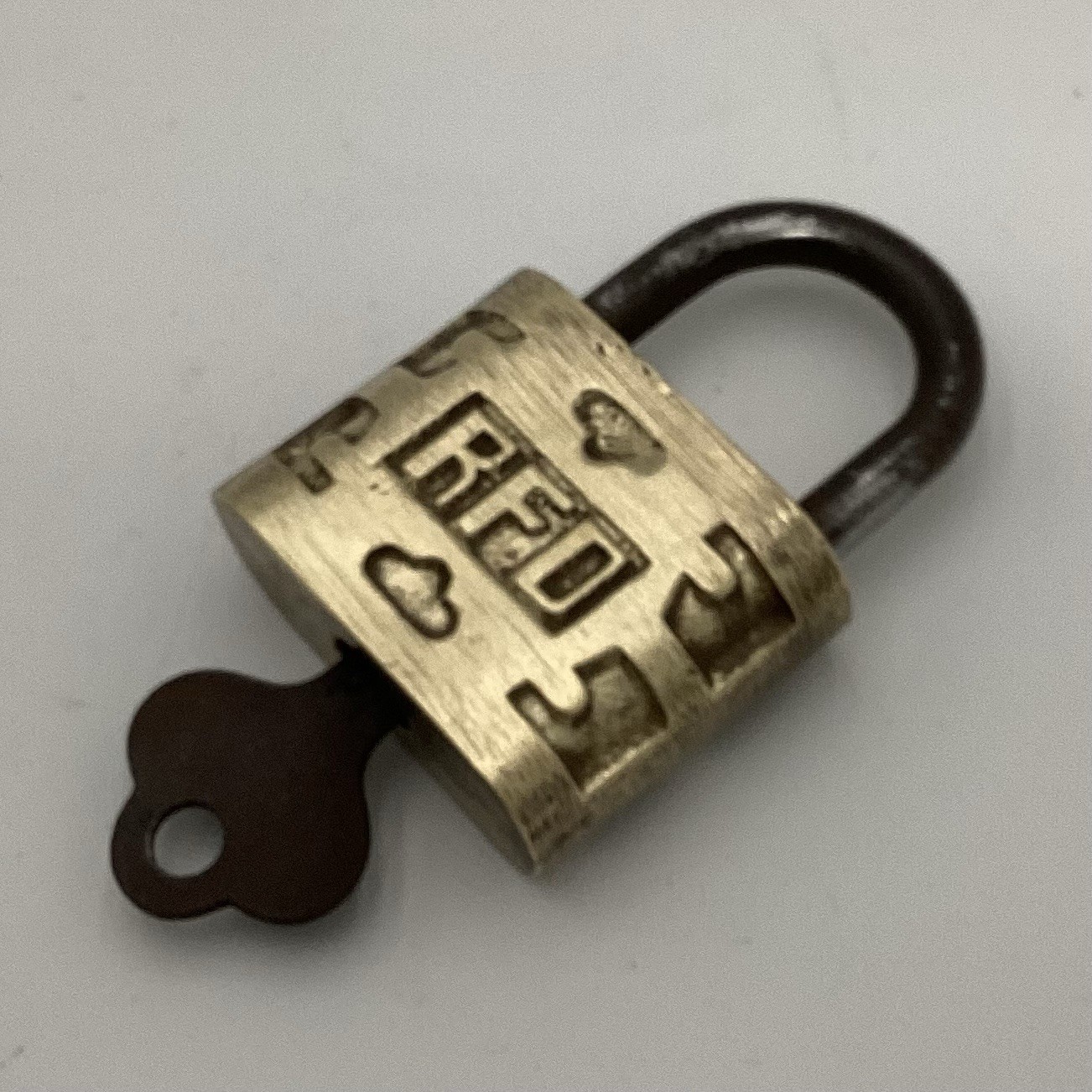 Vintage Brass RFD Padlock 1 1/2 x 2 Inch with Key Made In USA