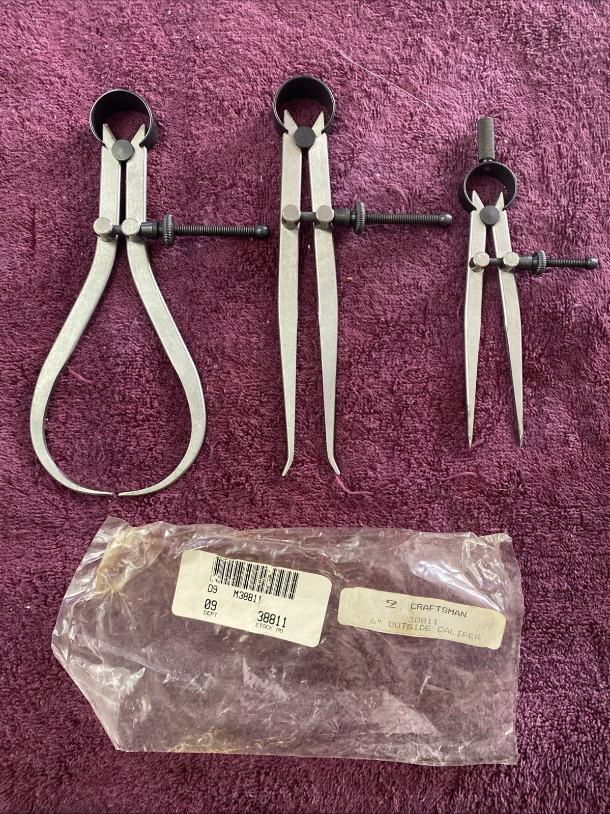 Set Of 3 Vintage Craftsman Calipers & Divider Machinist Drafting Tools