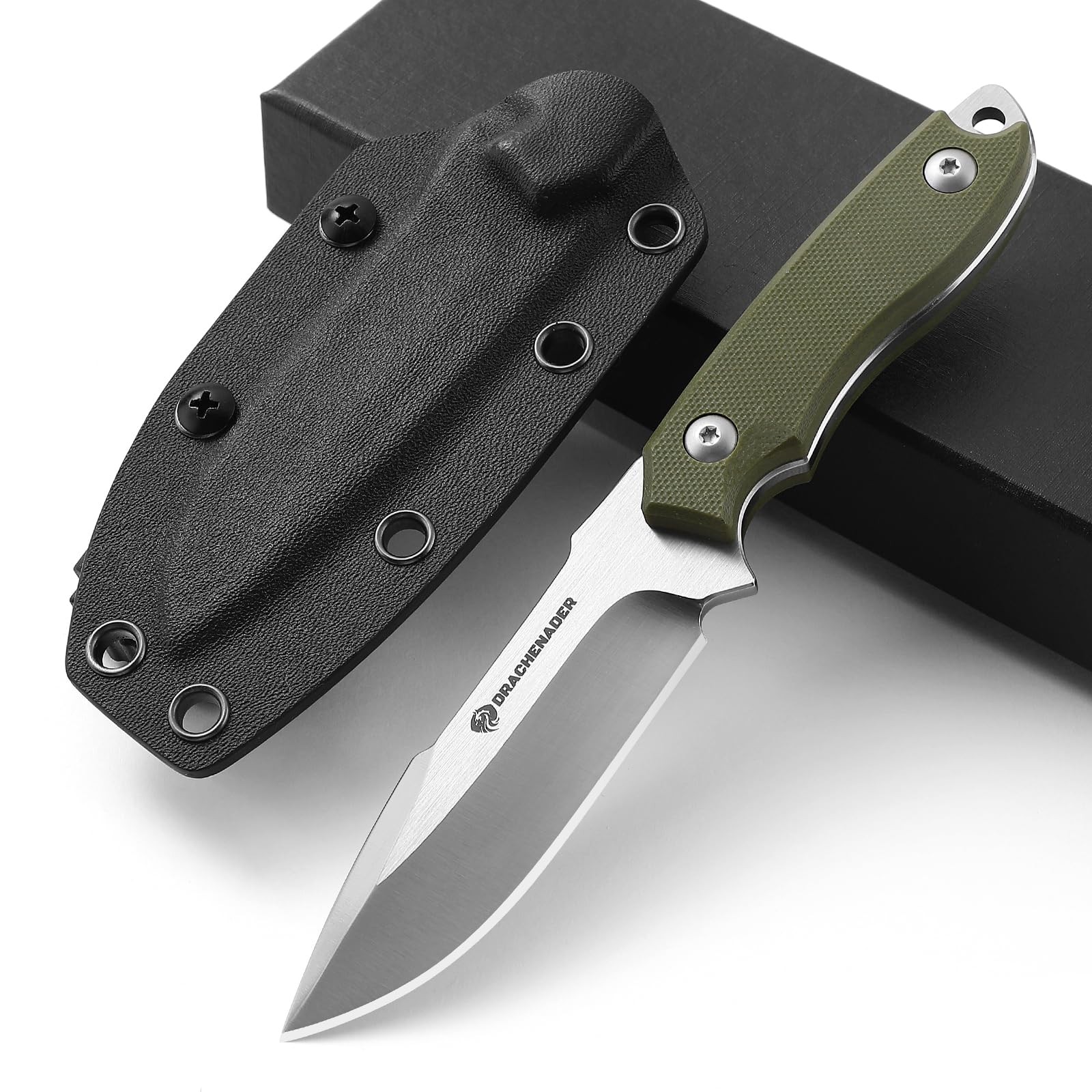 Small Fixed Blade Knife 7″ Tactical D2 Steel, Kydex Sheath, G10 Handle, EDC