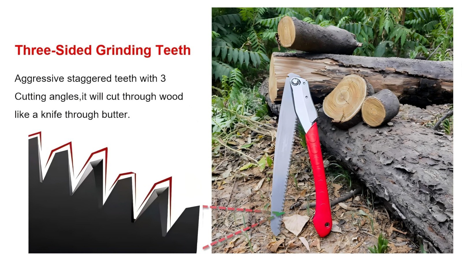 14″ Folding Saw SK5 Steel Large Hand Saw For Camping Pruning Tree Trimming Red