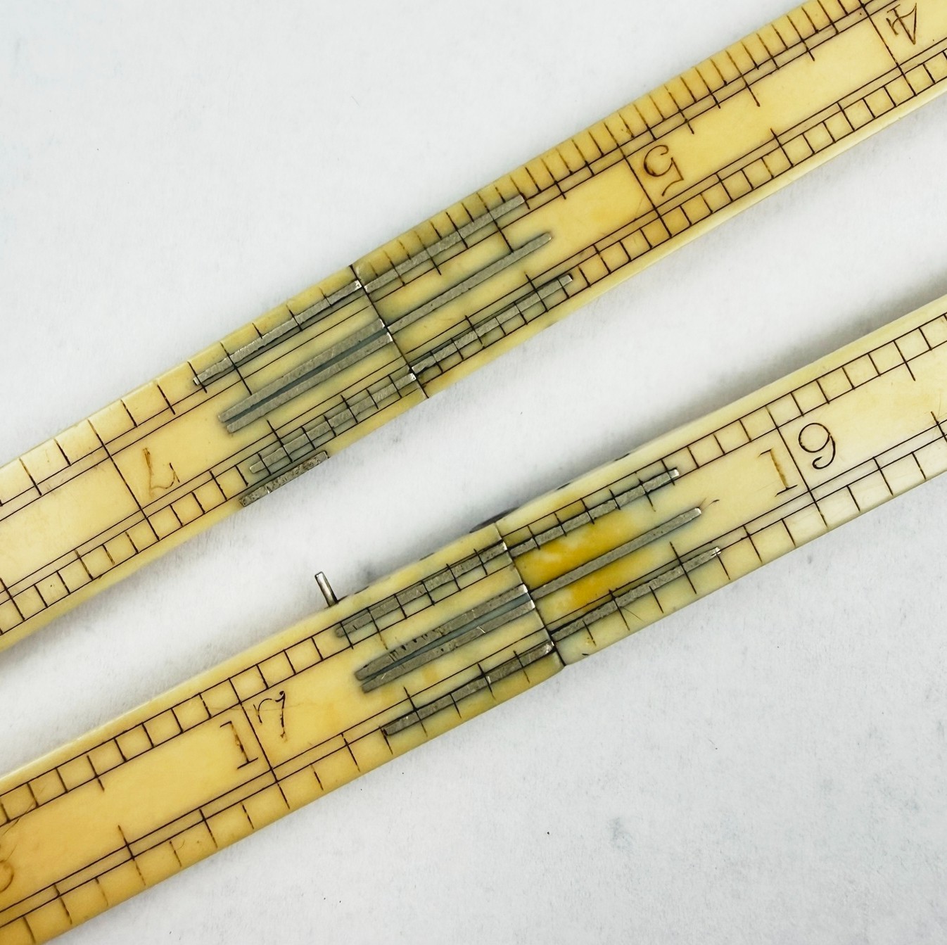 Antique J RABONE & Sons 4 Fold 2ft Architect RULE German Silver Protractor Joint