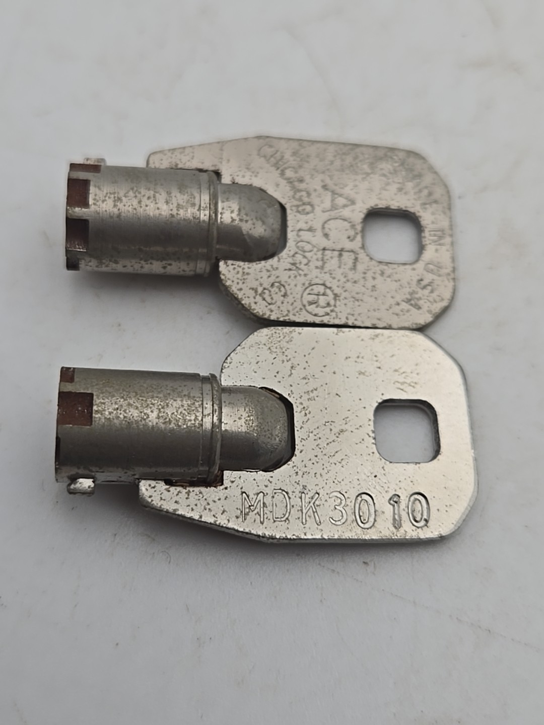 2pc Vintage Chicago Lock MDK3010 ACE Barrel Tubular Cam Lock Replacement Key 9A1