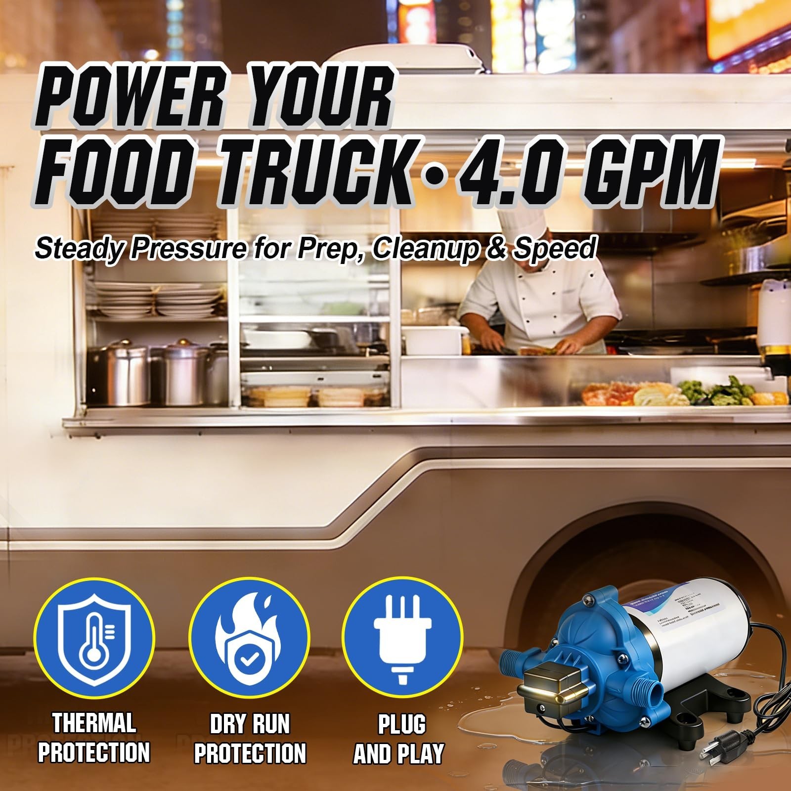 DC HOUSE 110V RV Camper Water Pressure Diaphragm Pump, 4GPM 50PSI 33-Series, …