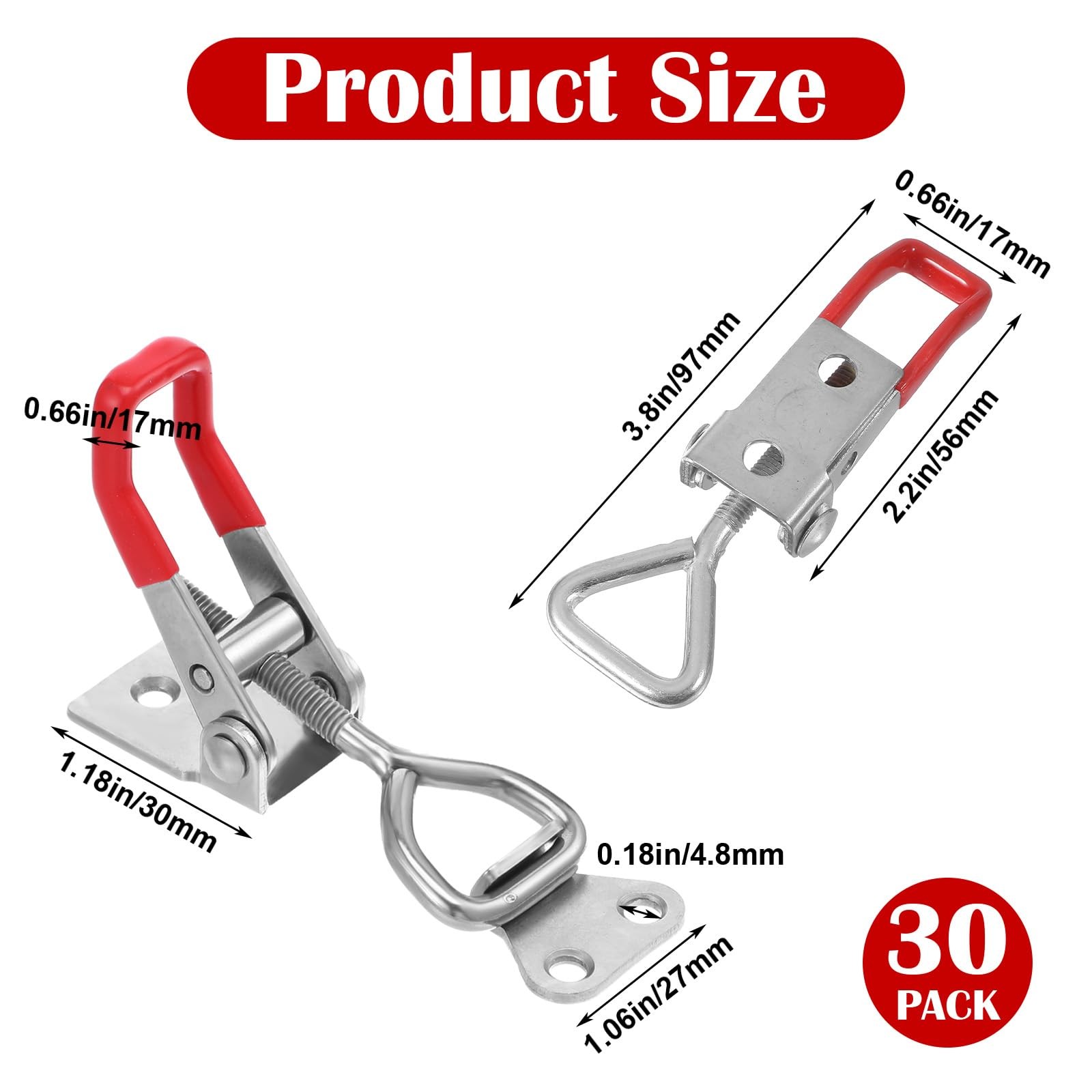 30 Pcs Toggle Latch Clamps, 4001 Adjustable Clamp, 220 Lbs Quick Red