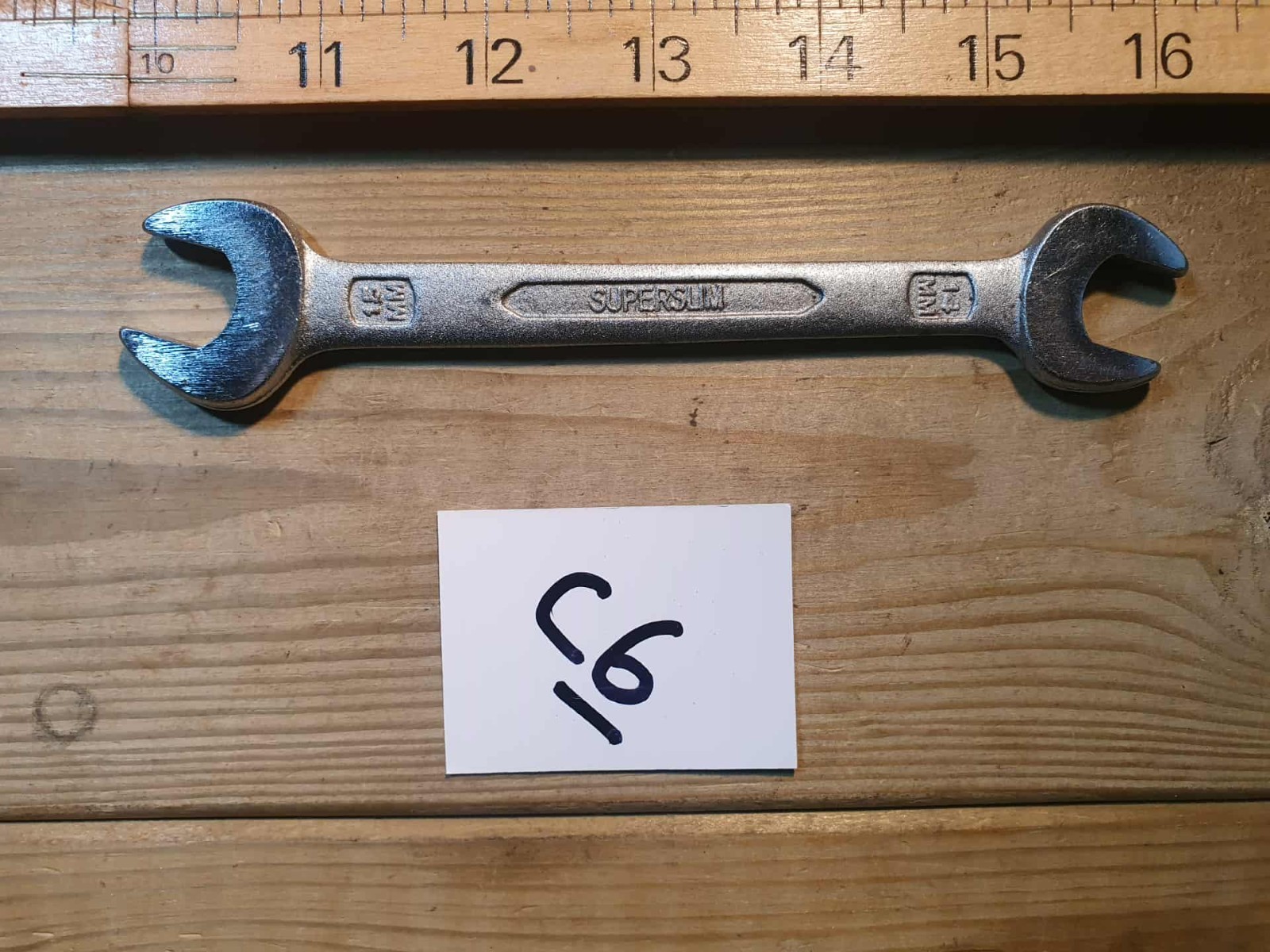 Superslim 13 x 15mm Open Ended Spanner Old Engineering Tools Mechanic Garage
