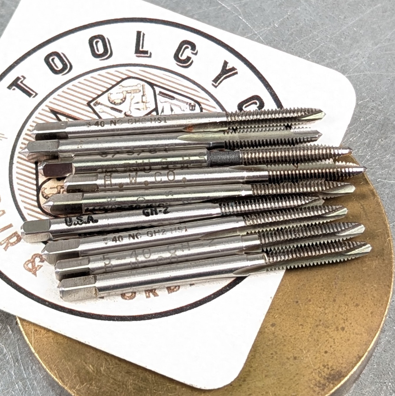 9 Spiral Point Taps 5-40 Sharp! HSS 2-Flute Plug Regal TRW Machinist Tool{929