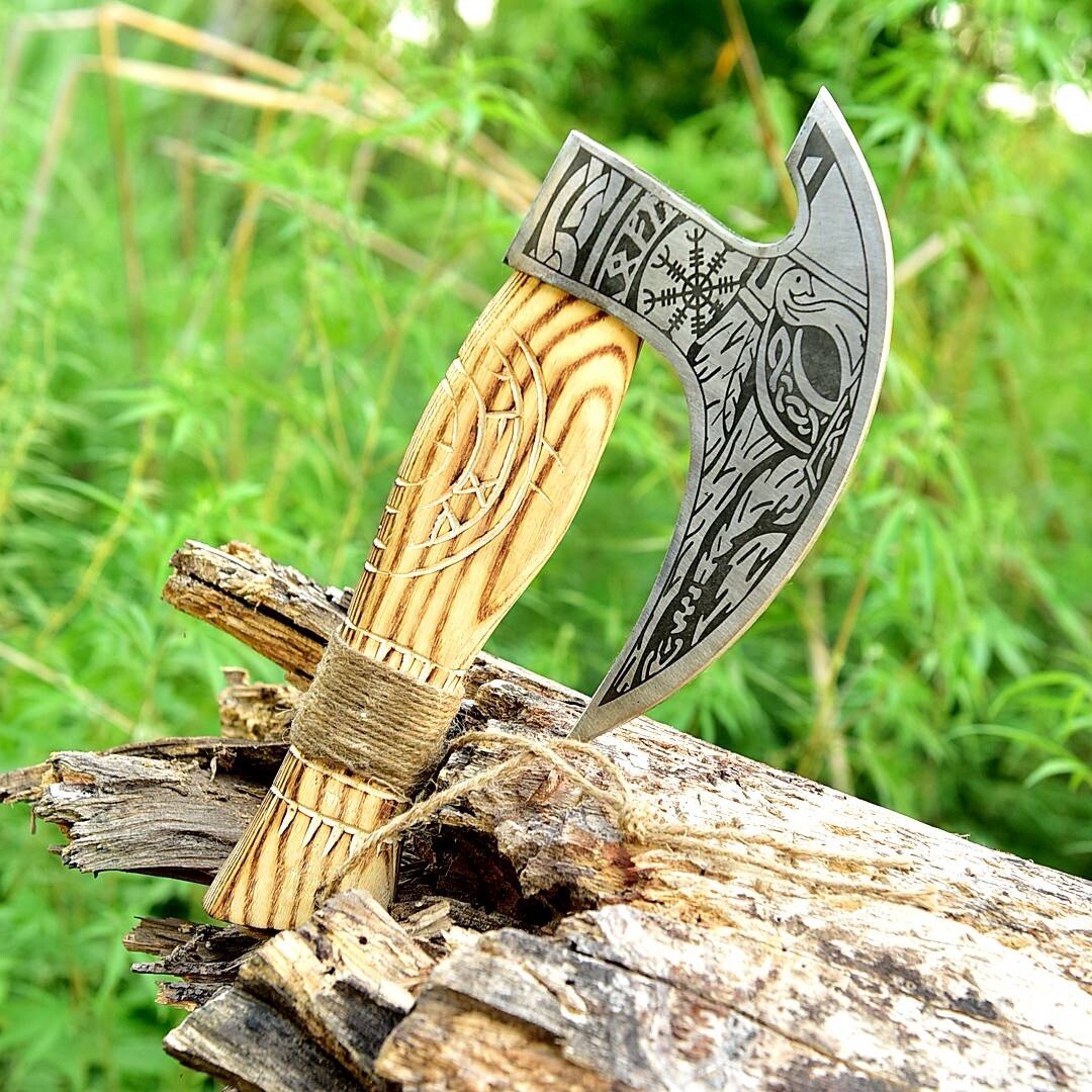 Vintage Carbon Steel Bearded Viking Axes Outdoor Camping Axe Gifts Pizza Cutter