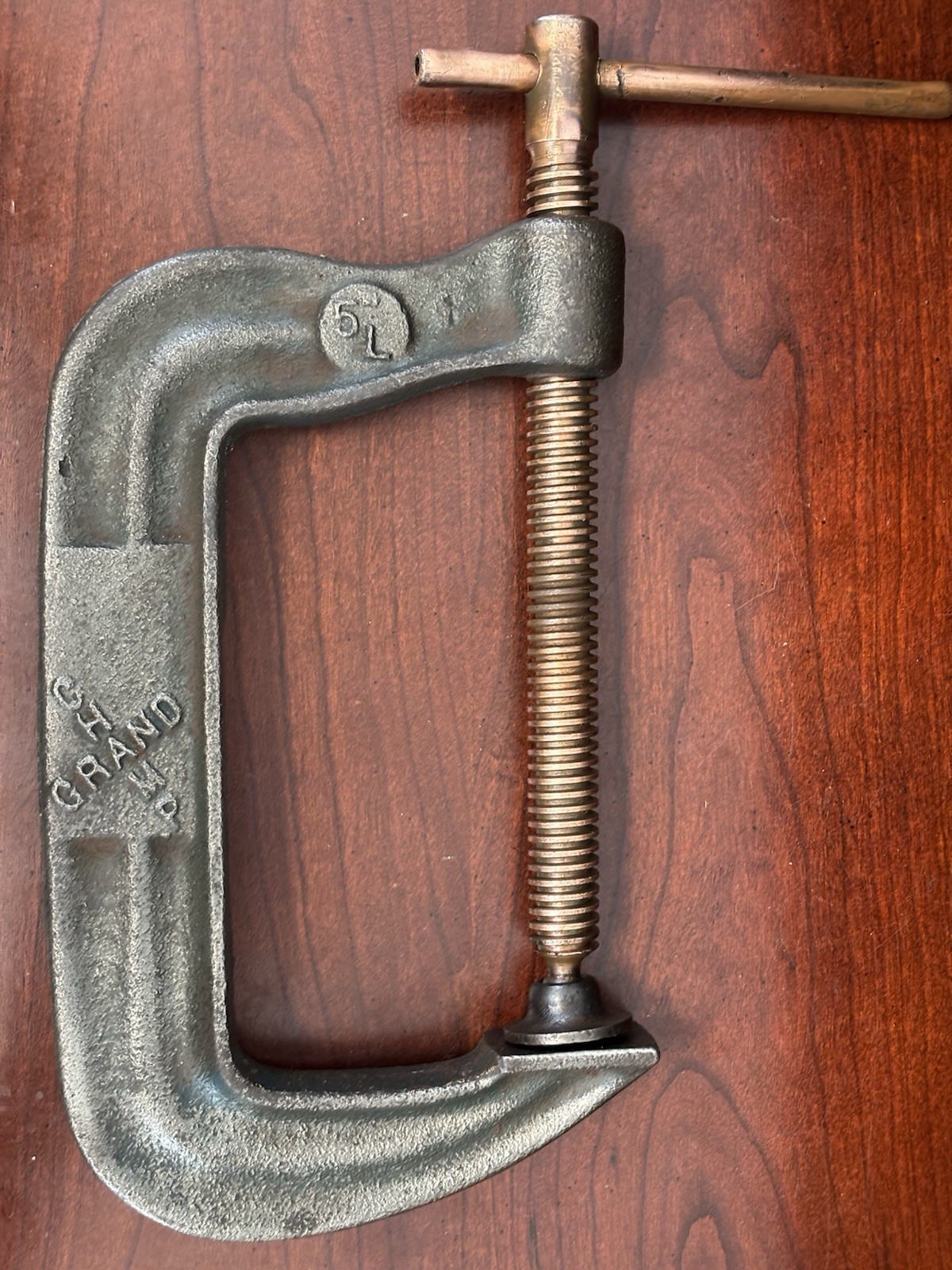 Vintage Grand Champ “C” Clamp 5″ long-Steel Alloy-HTM-Copper Screw–Rare