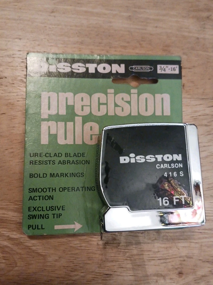 Vintage, New! Never Used Disston Carlson 416S Precision Rule Tape Measure 16Ft