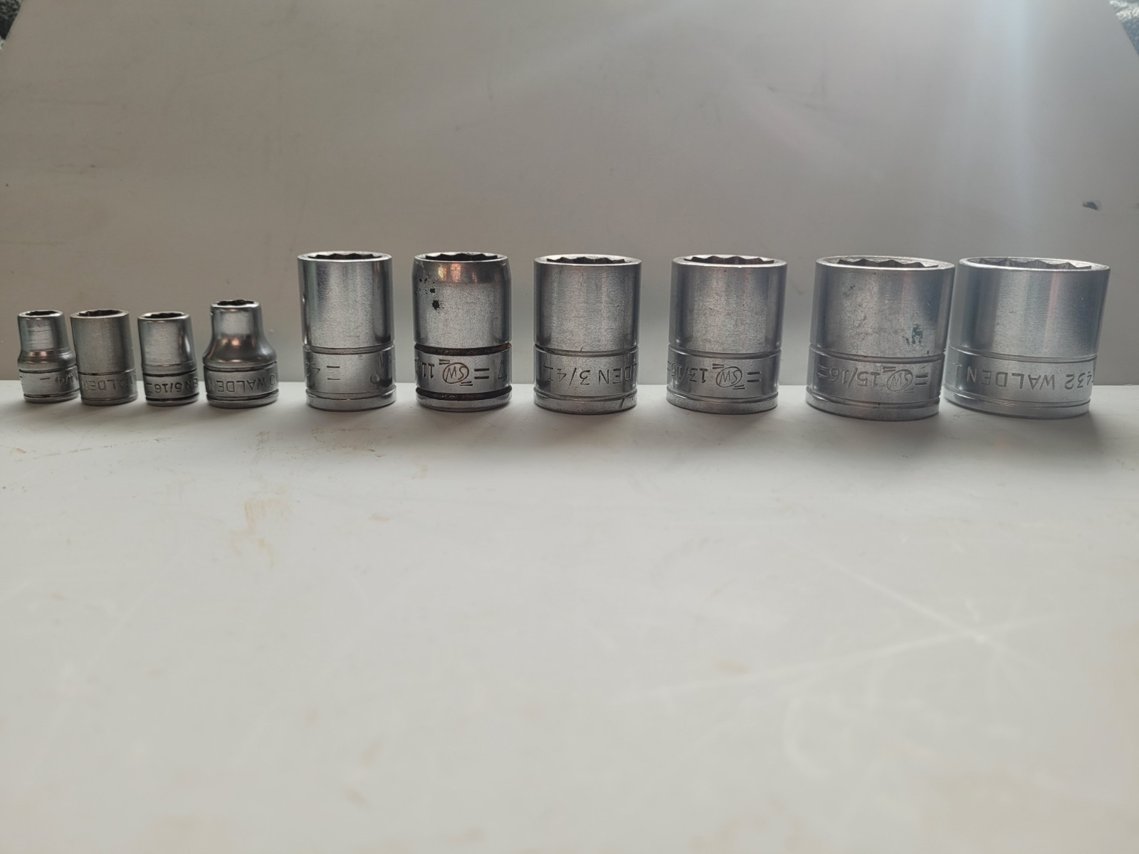 Vintage Walden and SW Sockets 1/2 3/8 1/4 Drive Lot of 10
