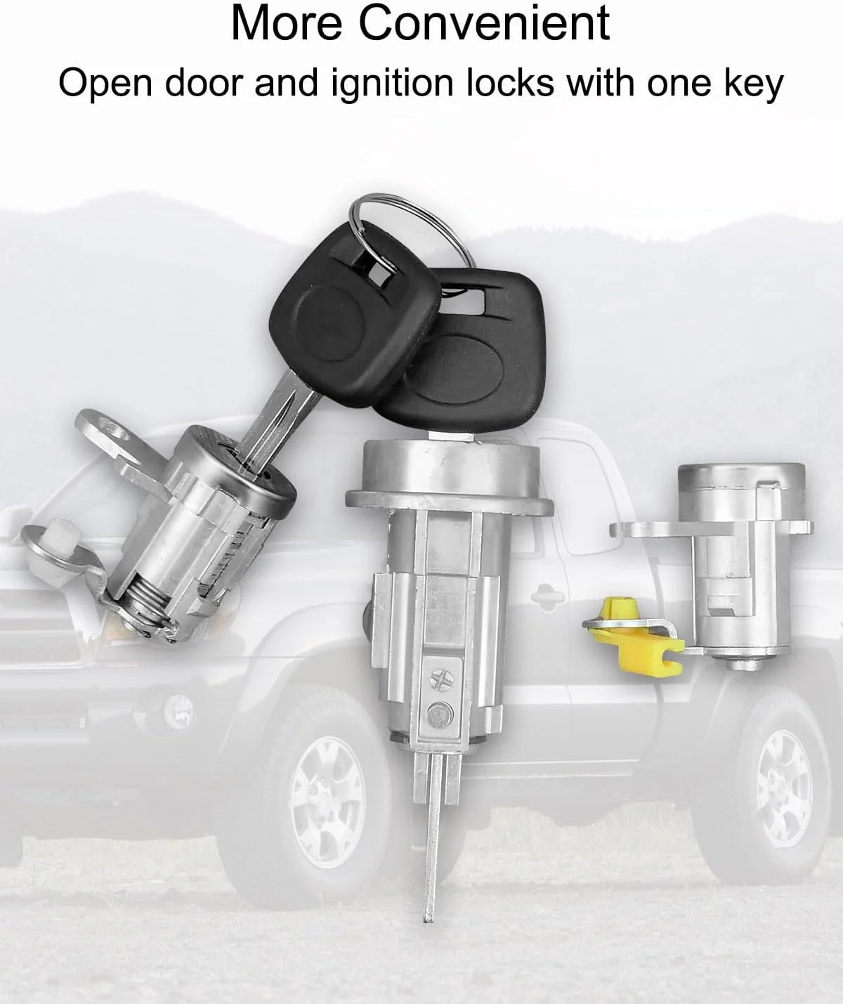 Ignition Switch Lock Key and Front Door Lock Cylinder Set Compatible with Toyota