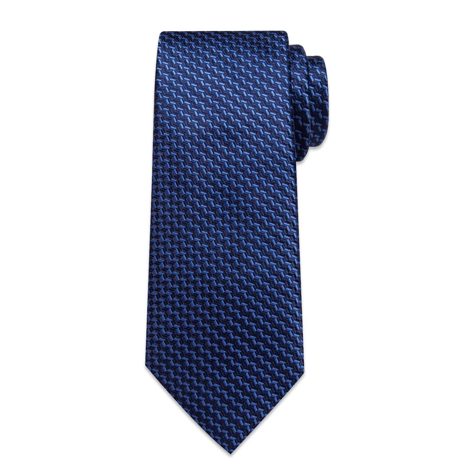 DiBanGu Striped Tie Set for Men Silk Woven Plaid Necktie and Pocket Square Cuffl