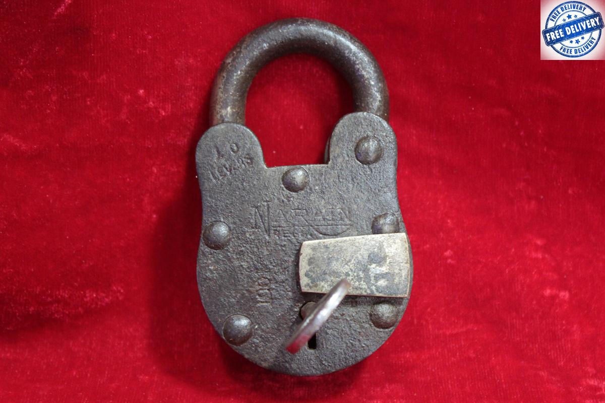 Iron Brass Lock and Key 1900s Old Antique Vintage Rare Collectible