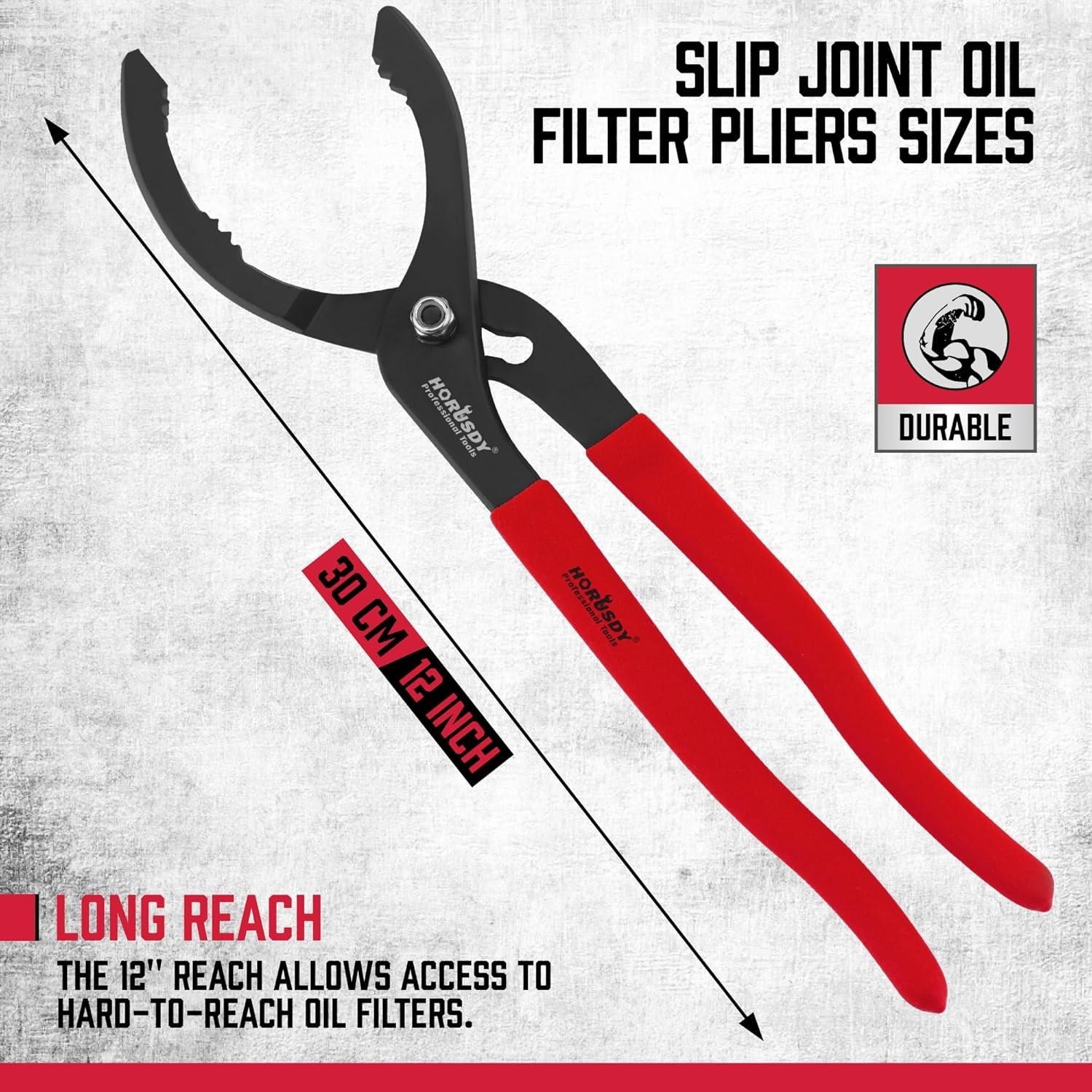 12″ Adjustable Oil Filter Pliers, Adjustable Oil Filter Wrench Removal Tool Red