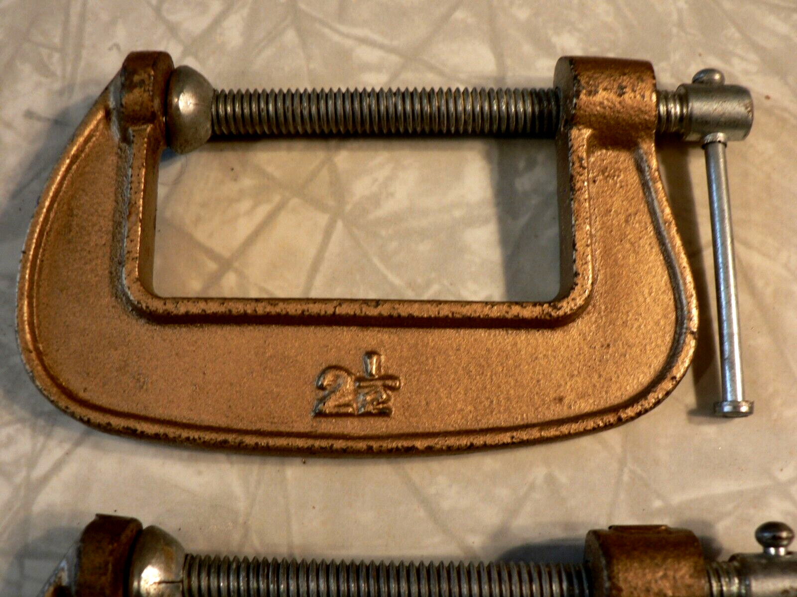 Lot of 6 Vintage Adjustable C Clamps 1 in. to 2-1/2 in. Gold Paint Made in Japan