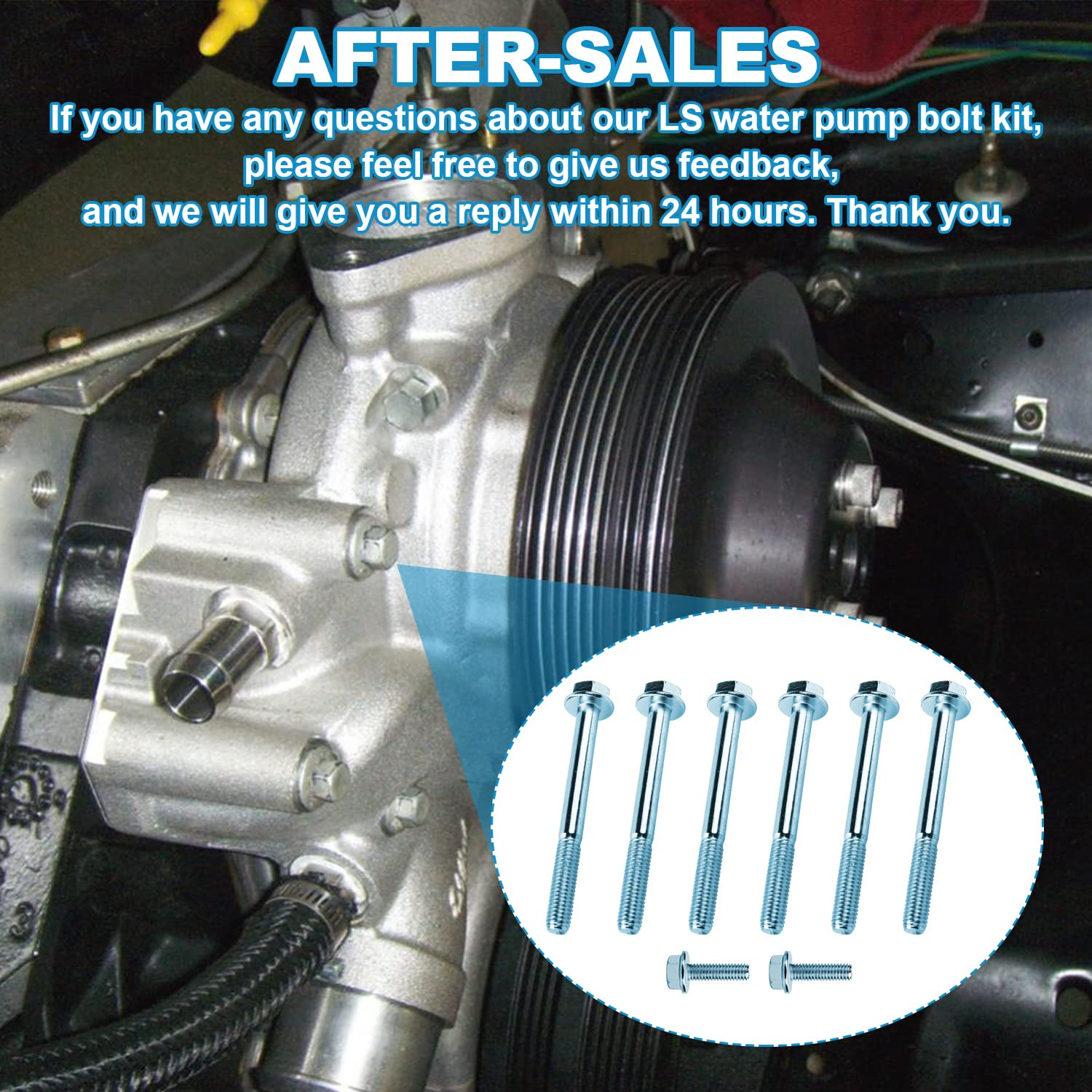 LS Water Pump Bolt Kit Thermostat Bolt Kit Fits for All GM Chevrolet 1997-2014 L