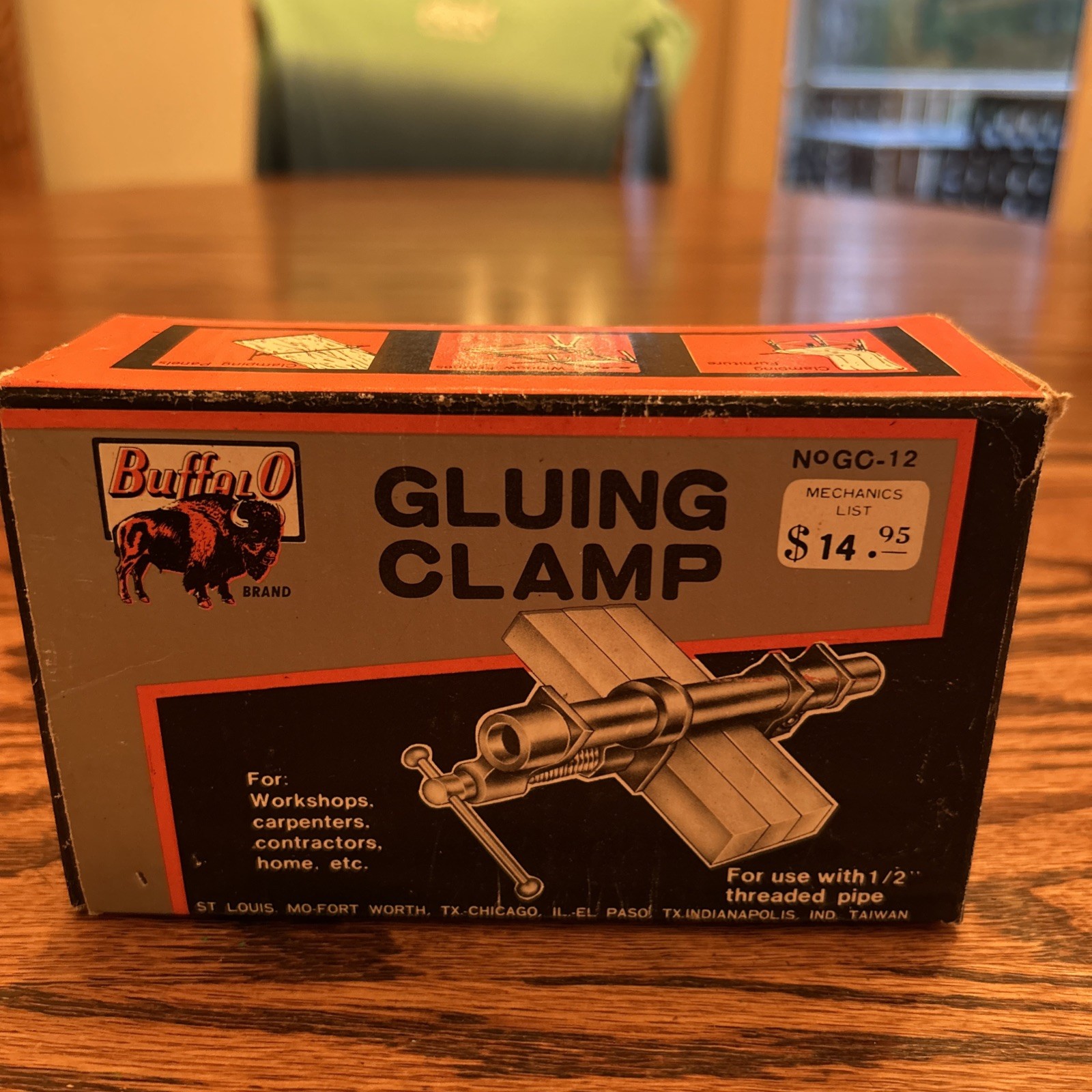 NOS Buffalo Brand Gluing Clamp No GC-12 New In Box Vintage Clean Made In Taiwan